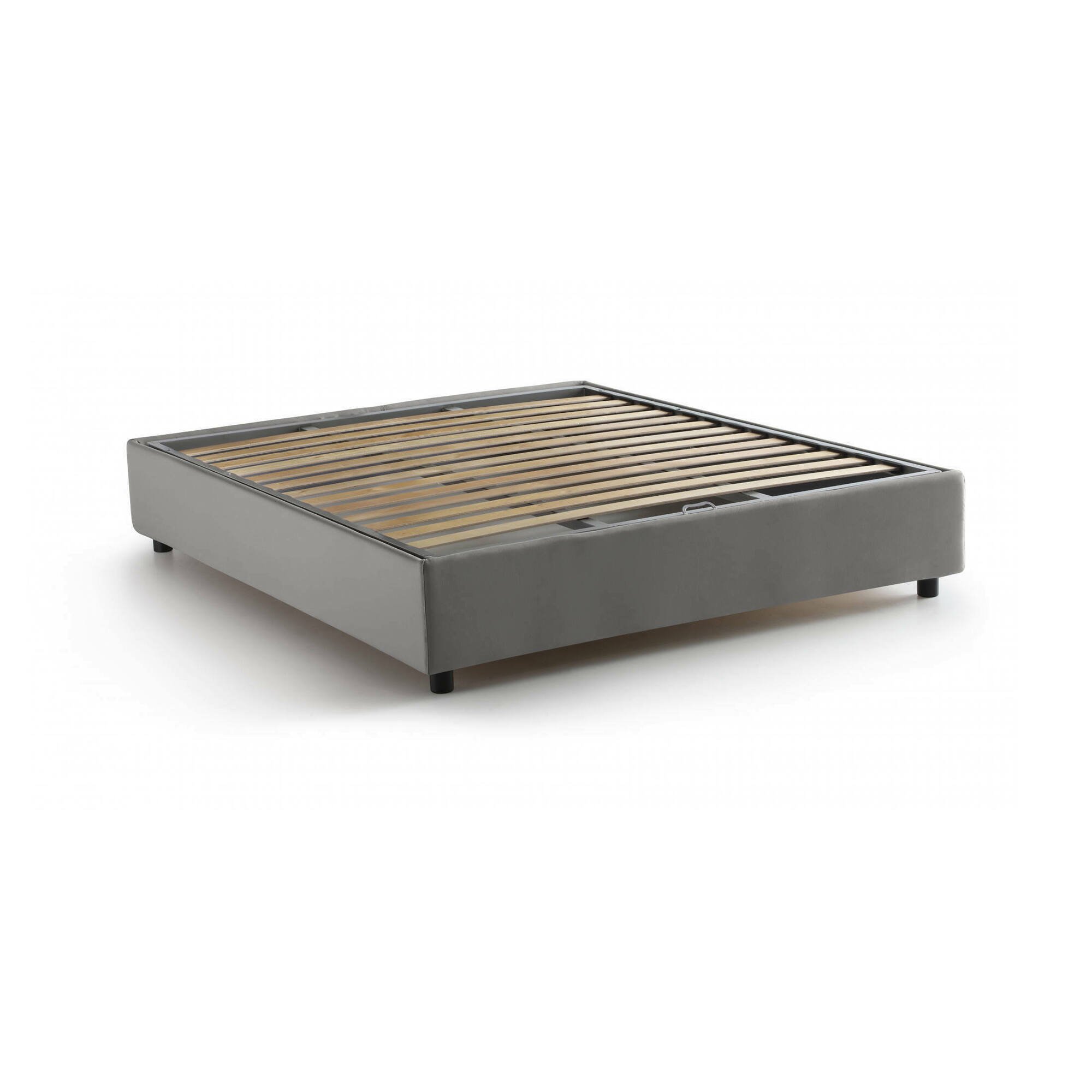 Lit Double En Tissu Gris 140x200 Cm