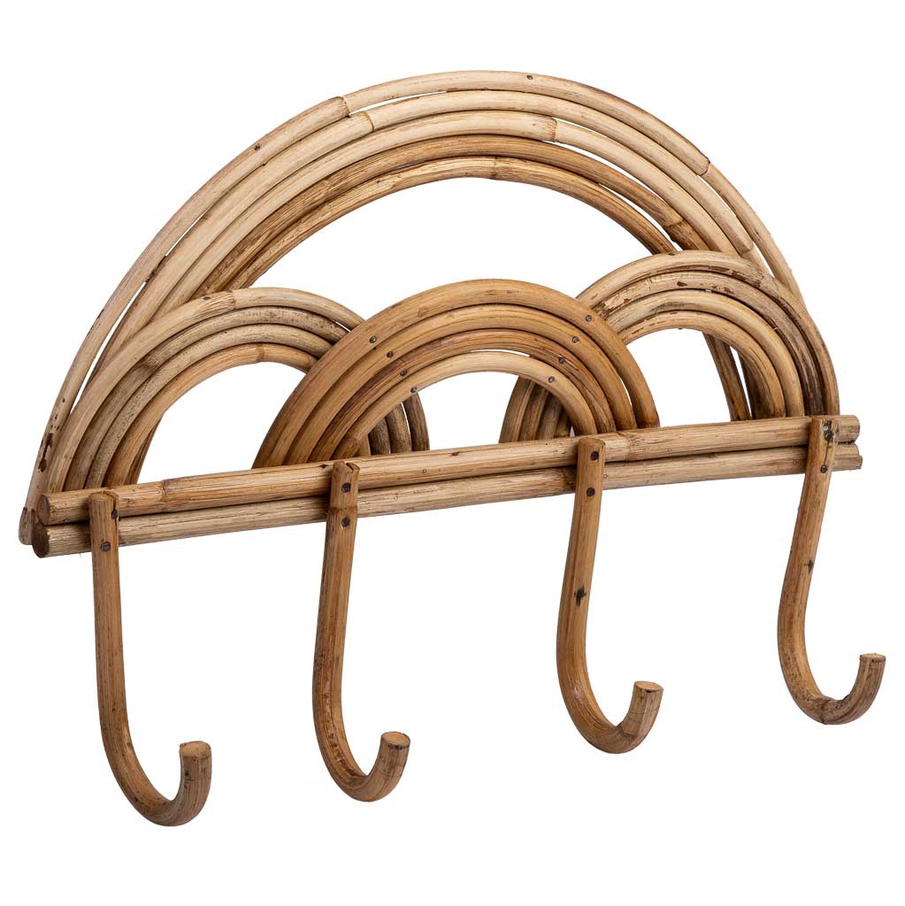 Cintre En Rotin Marron Et Bambou 38x7x26h Cm