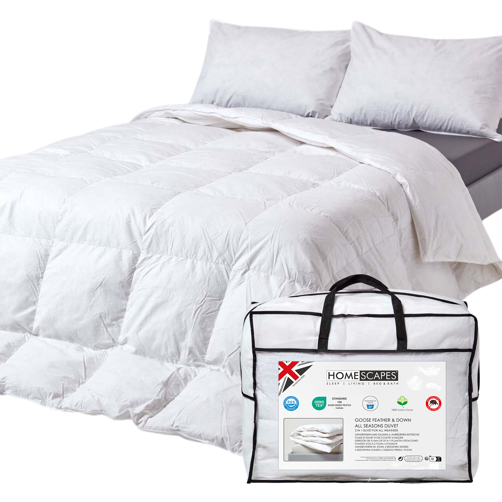 Couette 4 Saisons 230x220cm - Plumes Et Duvet D'oie - Homescapes