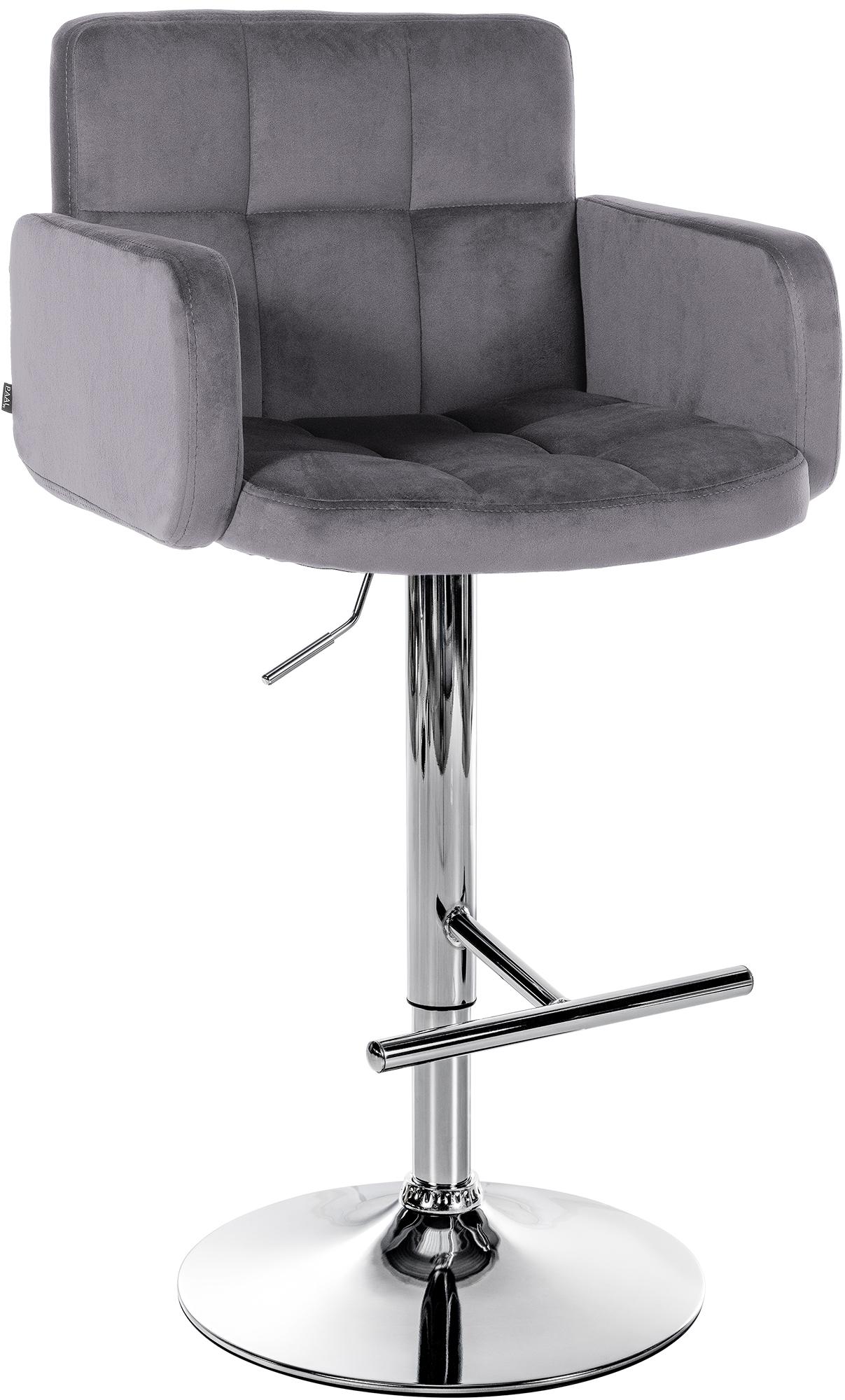 Tabouret De Bar Los Angeles Velours Chrome Gris Foncé