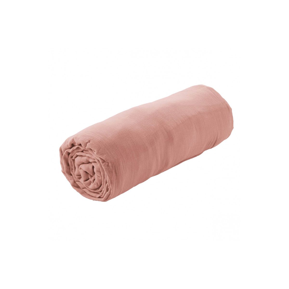 Ourea - Drap Housse 200x200cm Gaze De Coton Rose Pêche
