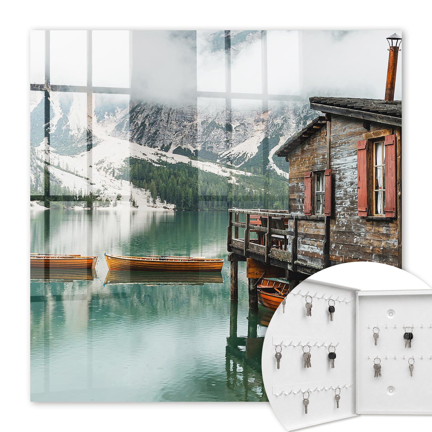 Armoire À Clés - (30 Cm X 30 Cm) - Boîte À Clés Murale - Coffret De Rangement Pour Clés - Couleur Blanche - Ouverture Vers La Gauche - Pour Maison Et Bureau - Paix De La Montagne