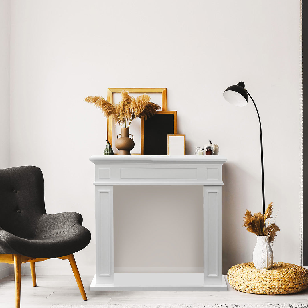 Jefferson - Cadre De Cheminée 89,5 X 90,5 X 28 Cm, Revêtement Décoratif En Mdf Blanc