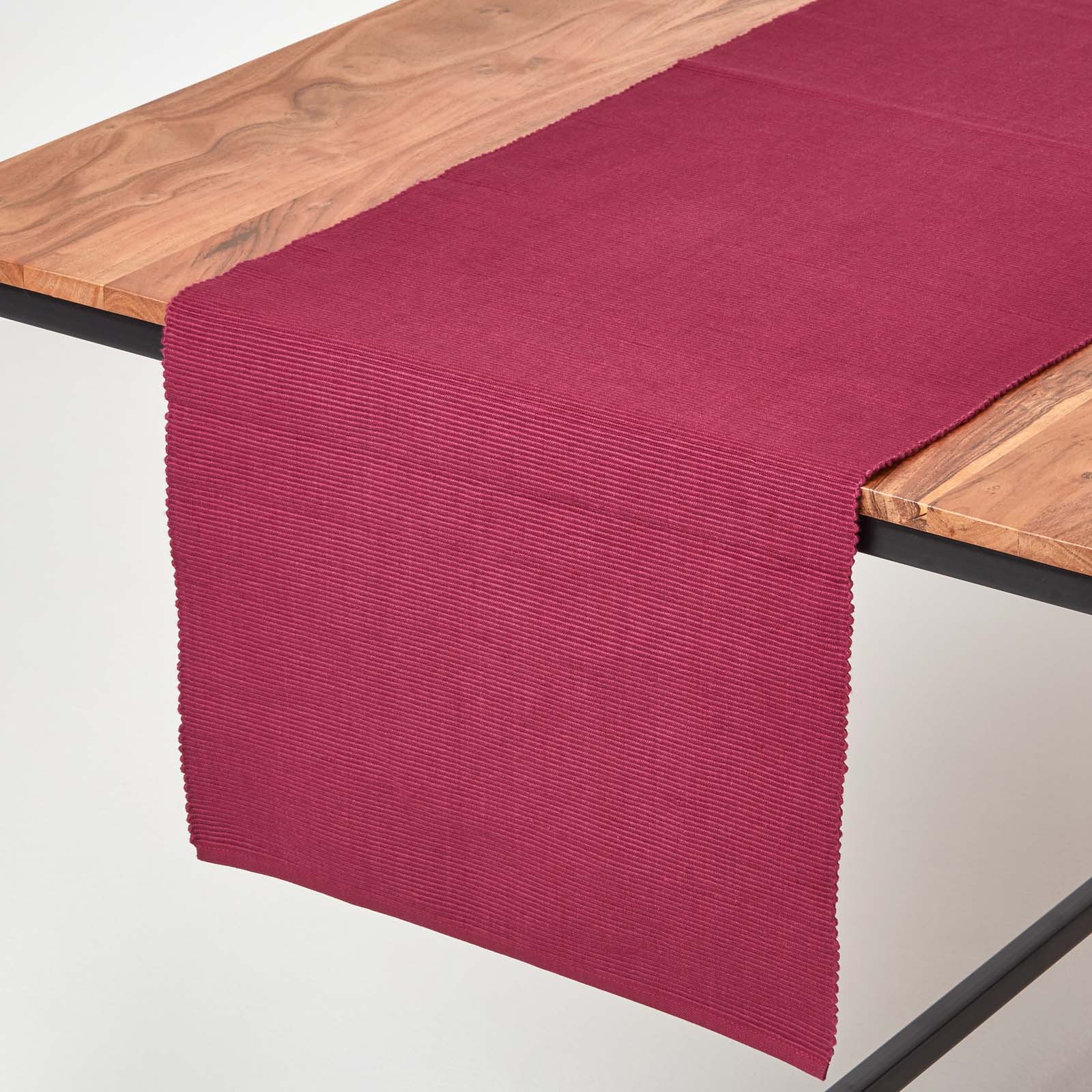 Chemin De Table En Coton Uni Prune - Homescapes