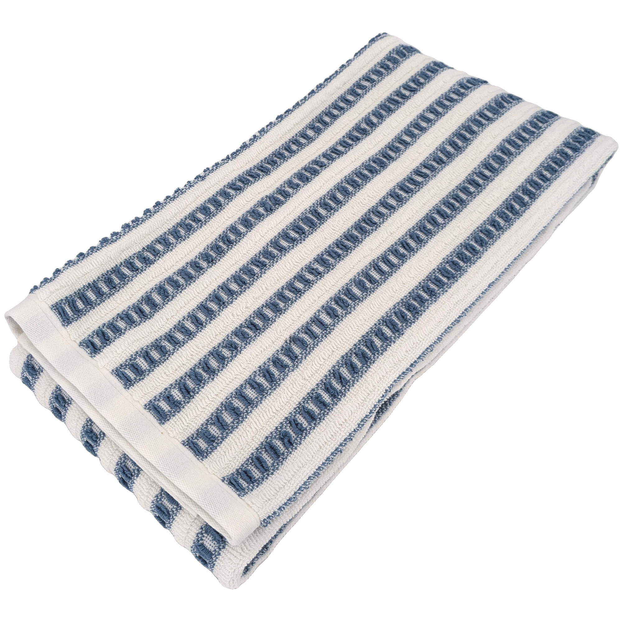 Drap De Douche Coton 70x140cm Santorini Rayures Bleu Mer