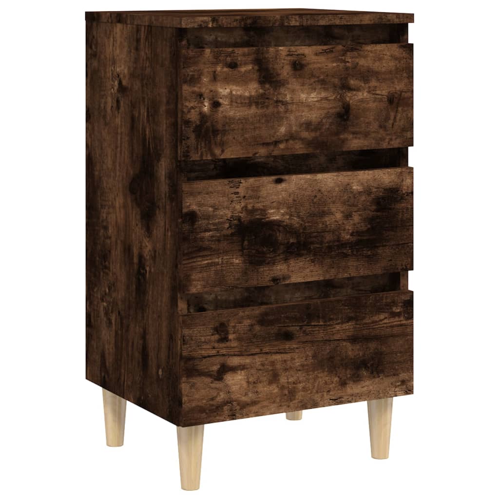 Table De Chevet 3 Tiroirs 40 X 35 X 69cm Bois D'ingénierie Marron Dec033220