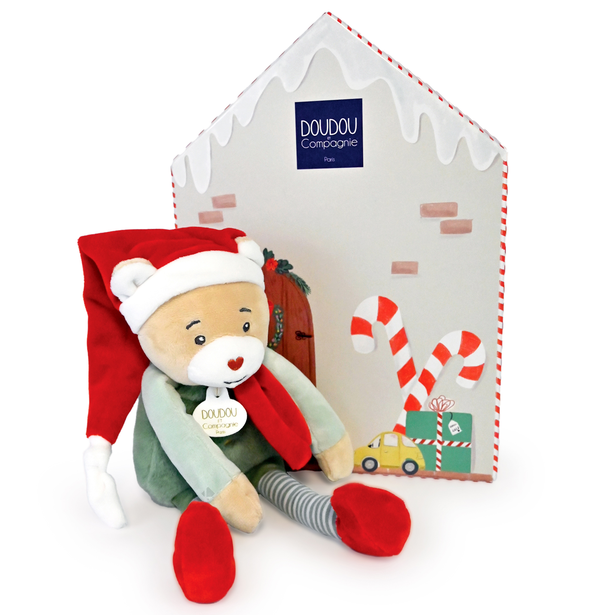 Doudou Ours 27 Cm Collection Doudou Farceur Cotillon Rouge Et Bleu