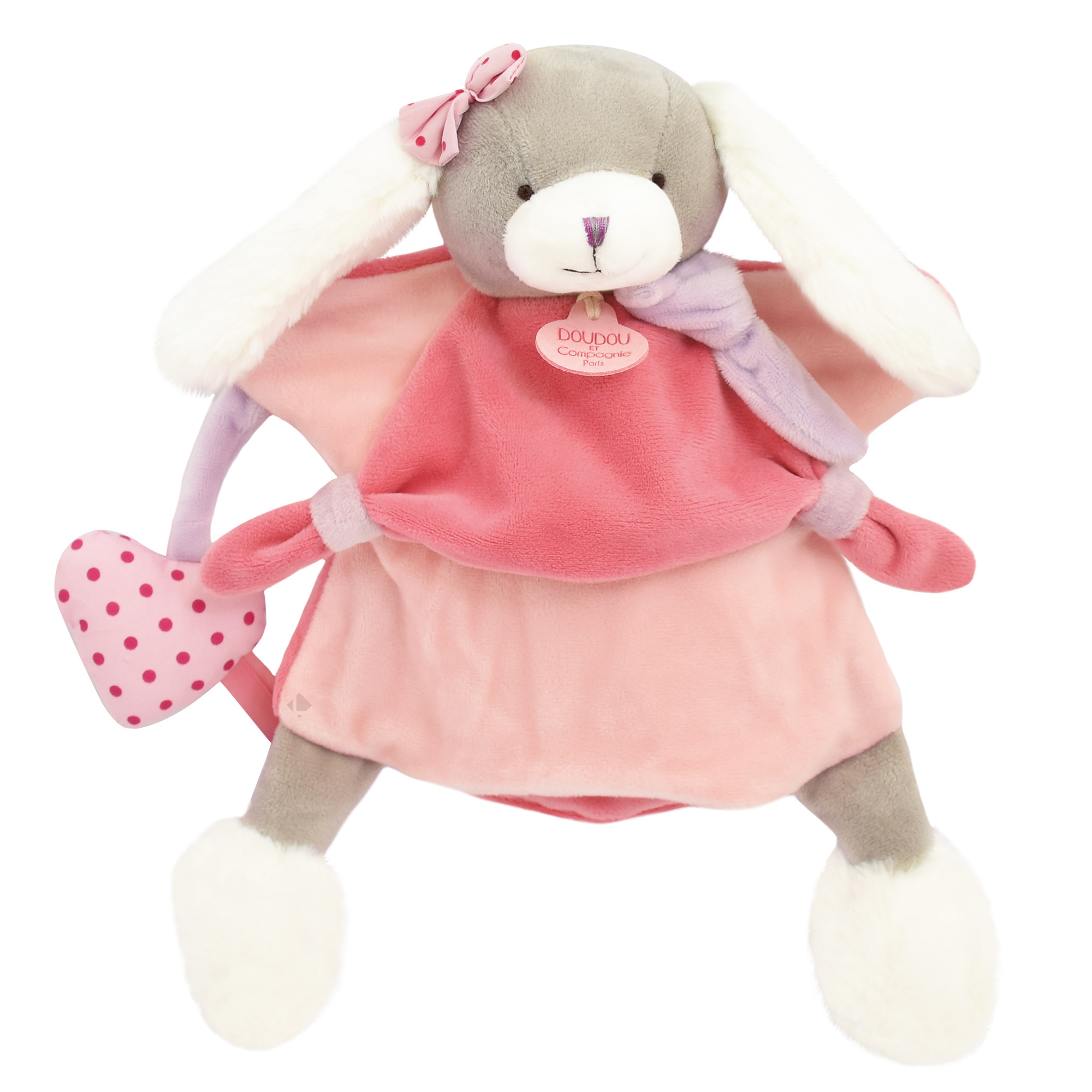 Doudou Marionnette Chien Grand Modèle 28 Cm Polyester Toopi Rose