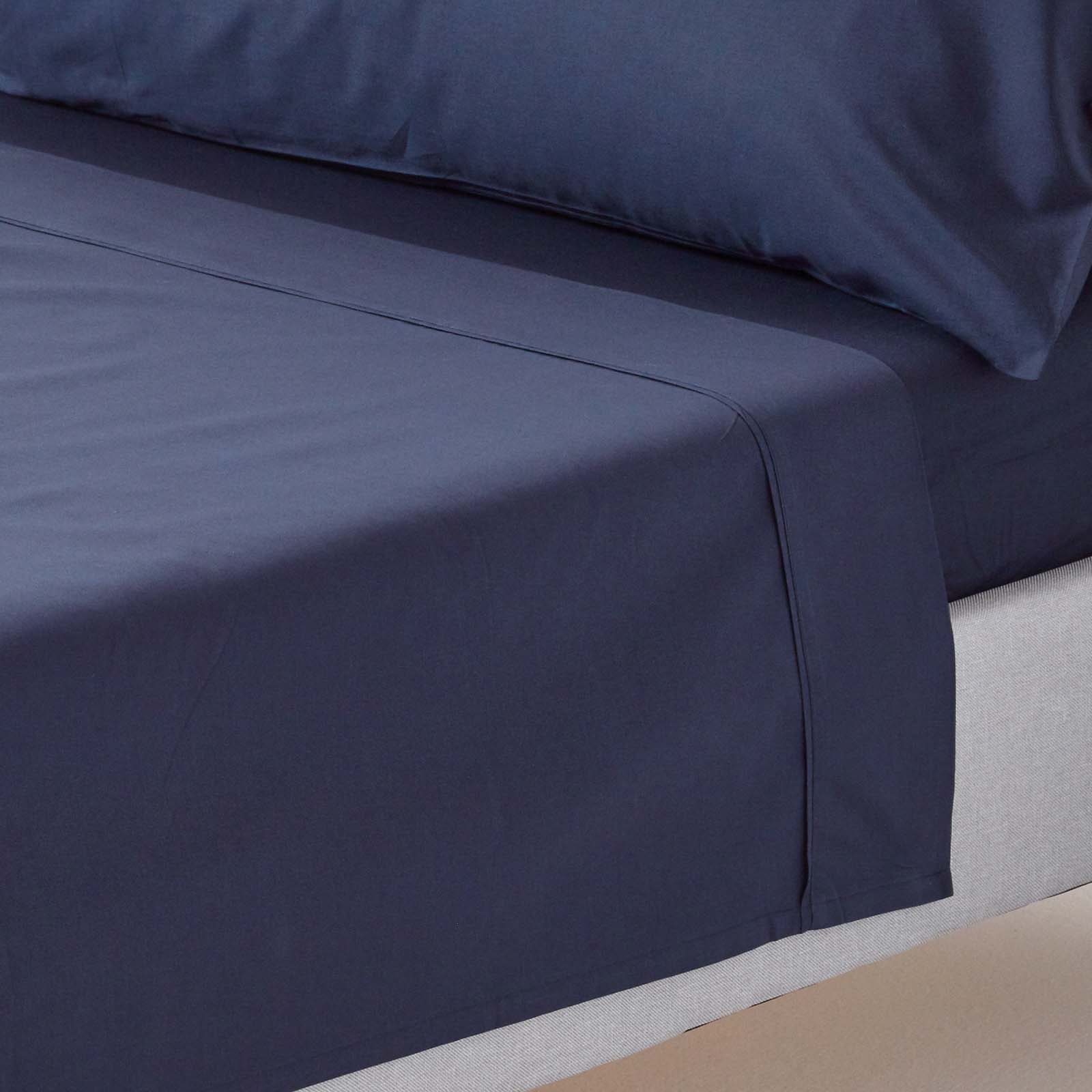 Drap Plat 275x275cm Bleu Marine Coton Égyptien 200tc Homescapes