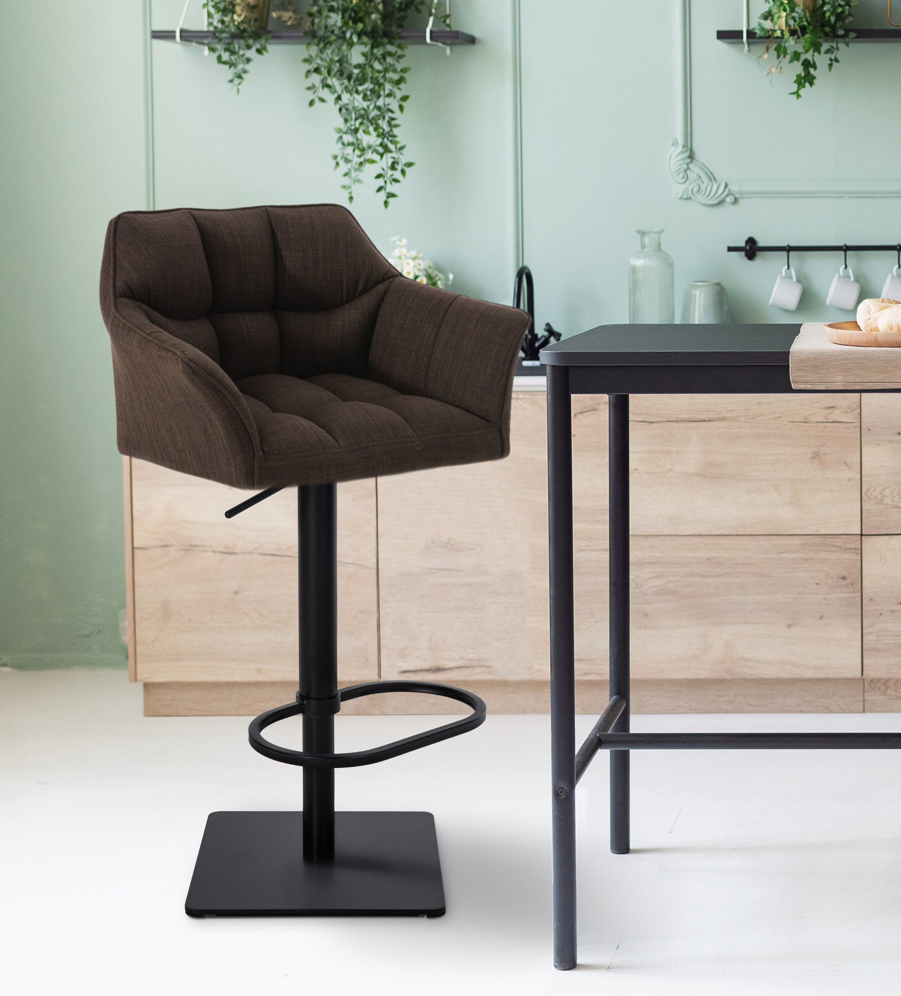 Tabouret De Bar Damaso B Tissu Brun