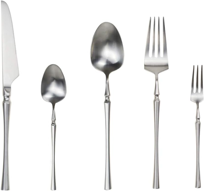 Lot De 5 Couverts De Luxe En Acier Inoxydable Argenté De Qualité Supérieure