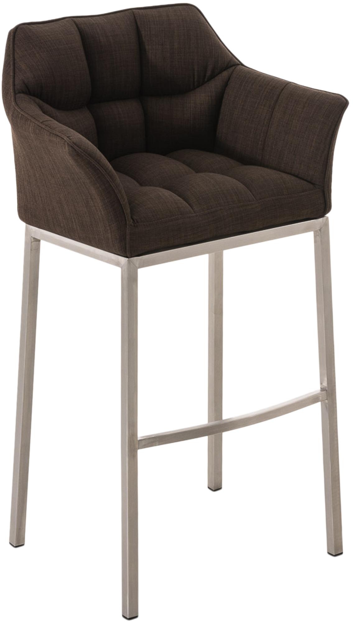 Tabouret De Bar Damaso E En Tissu Avec Structure À 4 Pieds Brun