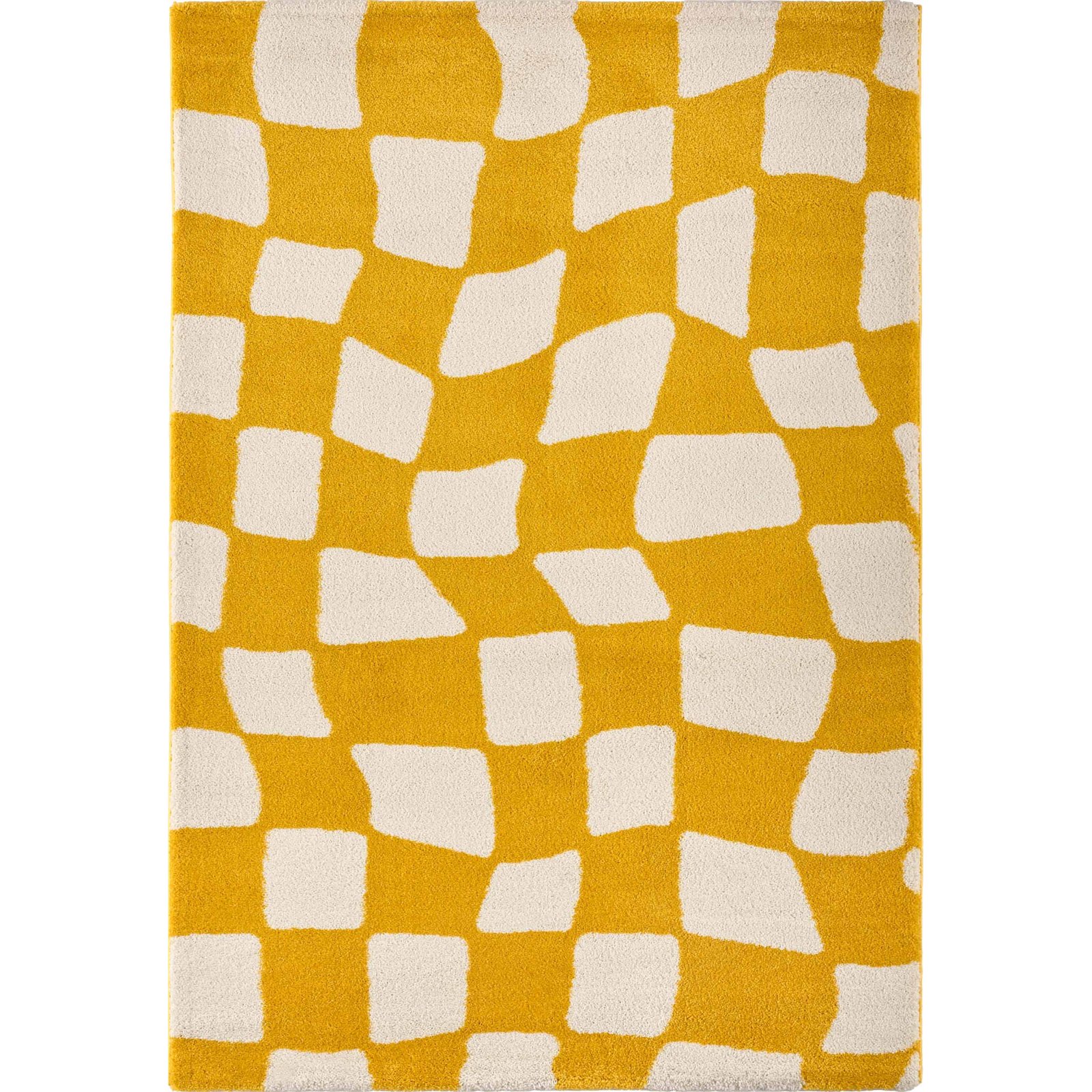 Tapis Jaune Moderne Épais À Poils Longs Doux Intérieur - 80 X 140 Cm