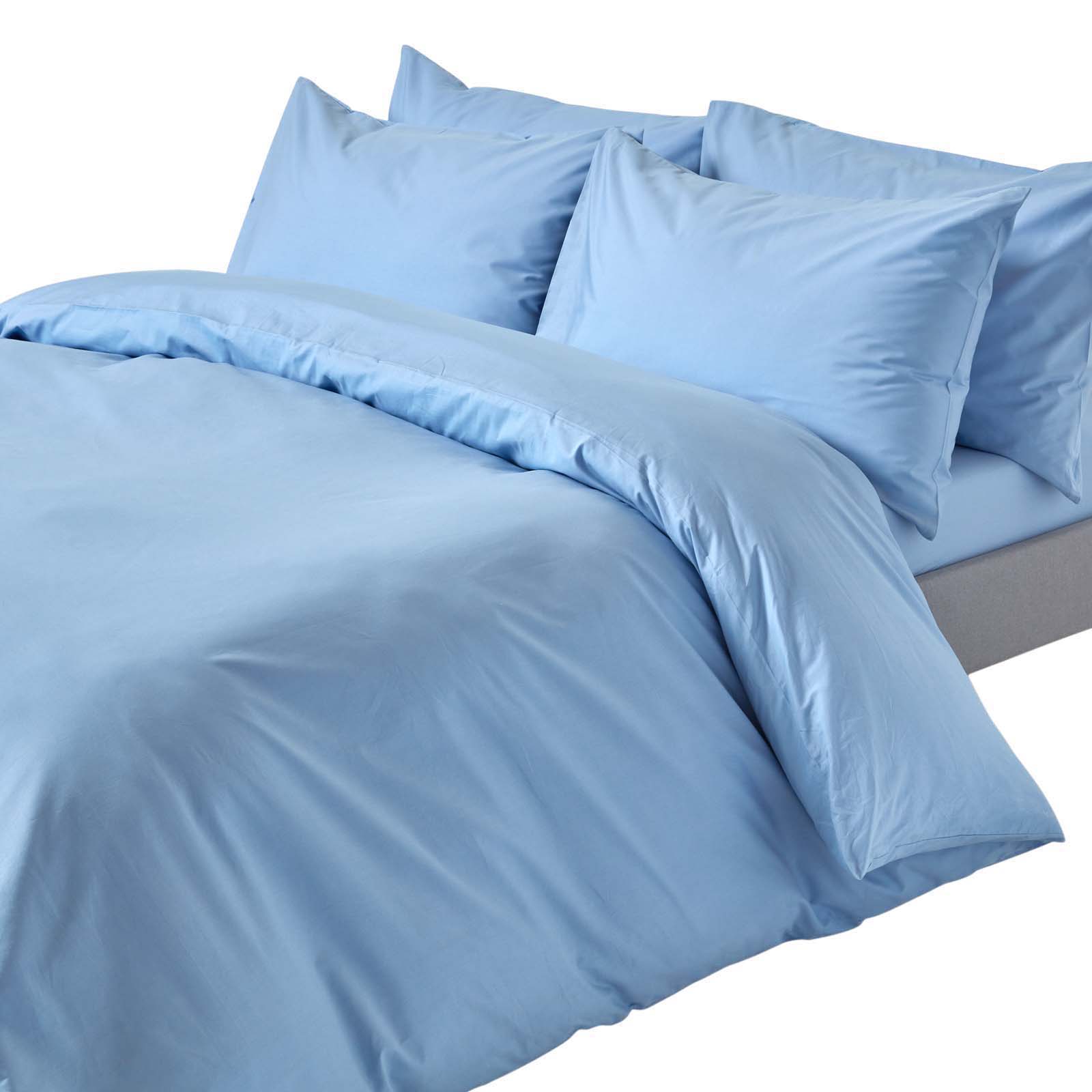 Parure De Lit 230x220cm - Coton Égyptien 200tc - Bleu - Homescapes