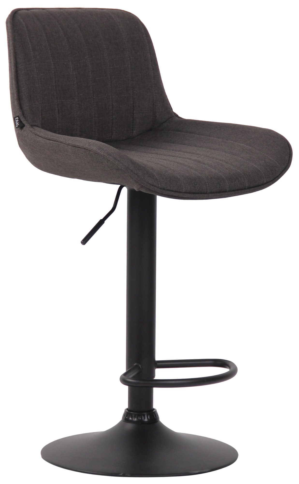 Tabouret De Bar Chaise Haute X1 En Tissu Gris Foncé Coutures Verticales Support En 10_0000564