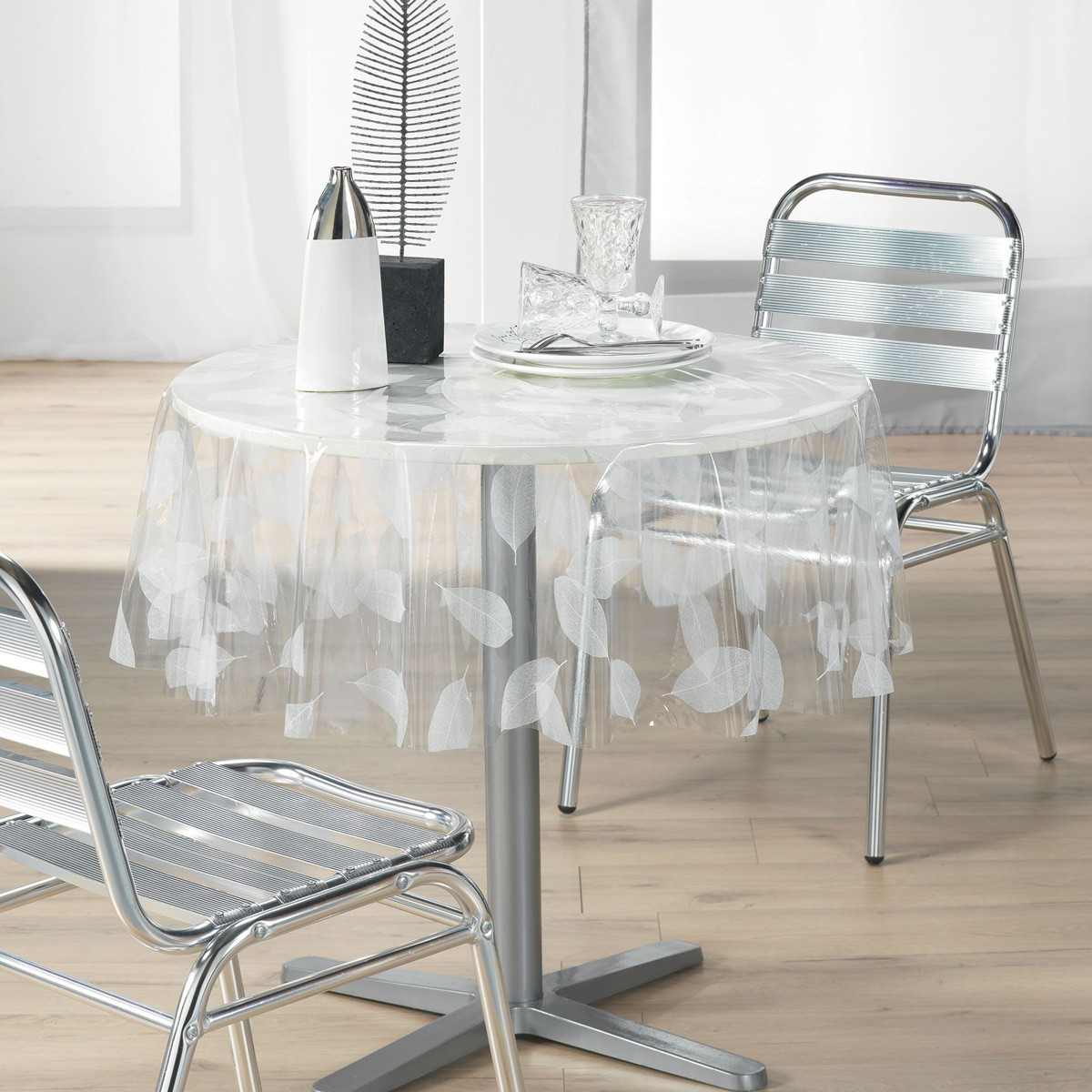 Nappe Ronde Cristal "feuille" 140cm Transparent