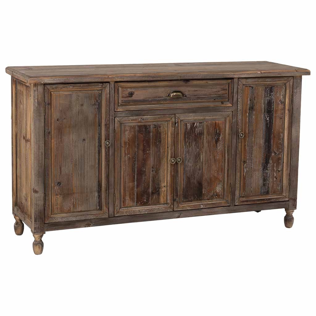 Buffet En Bois Avec 4 Portes Et 1 Tiroir 150x40x84h Cm