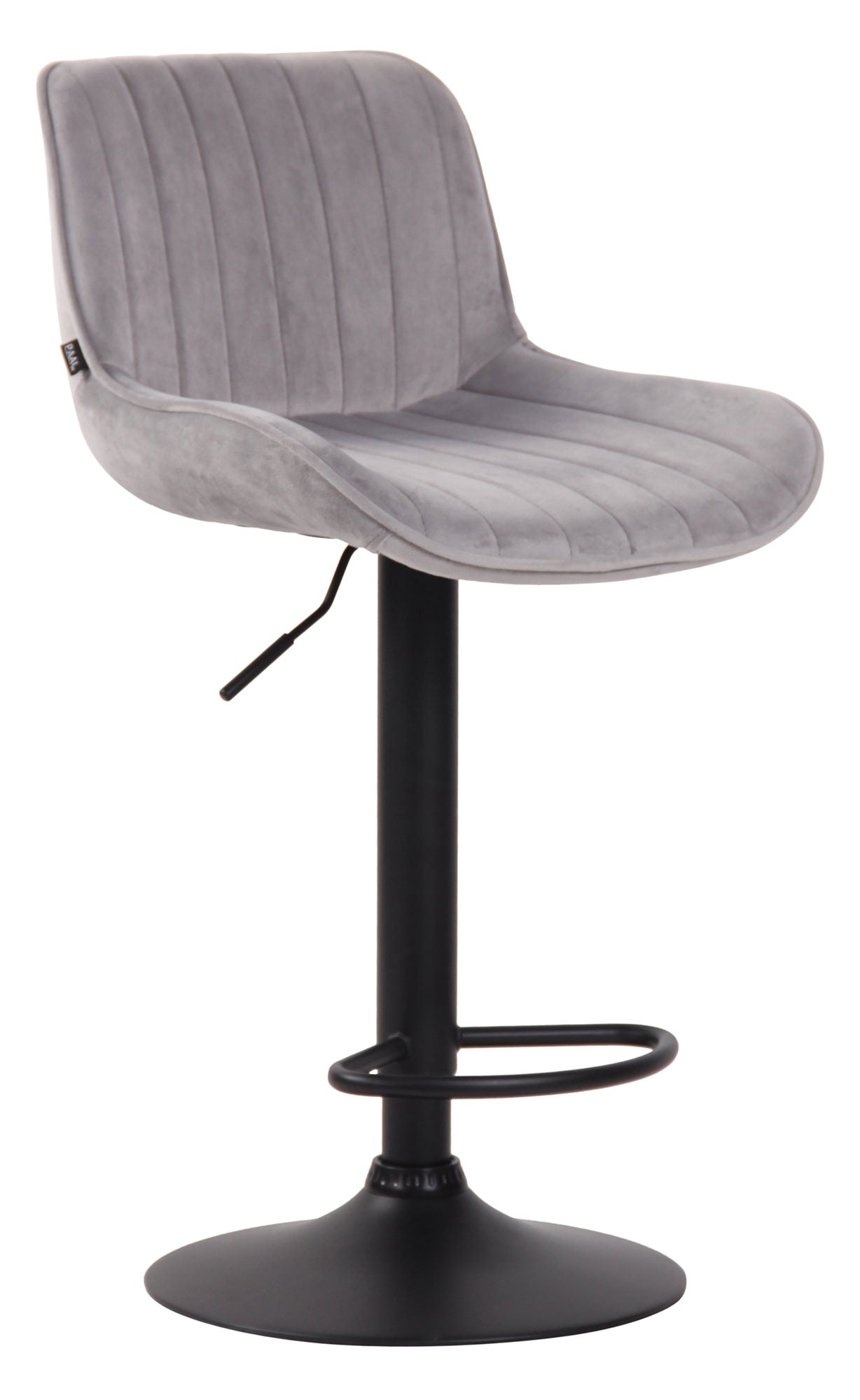 Tabouret De Bar Chaise Haute X1 En Velours Gris Coutures Verticales Support En Métal 10_0005113