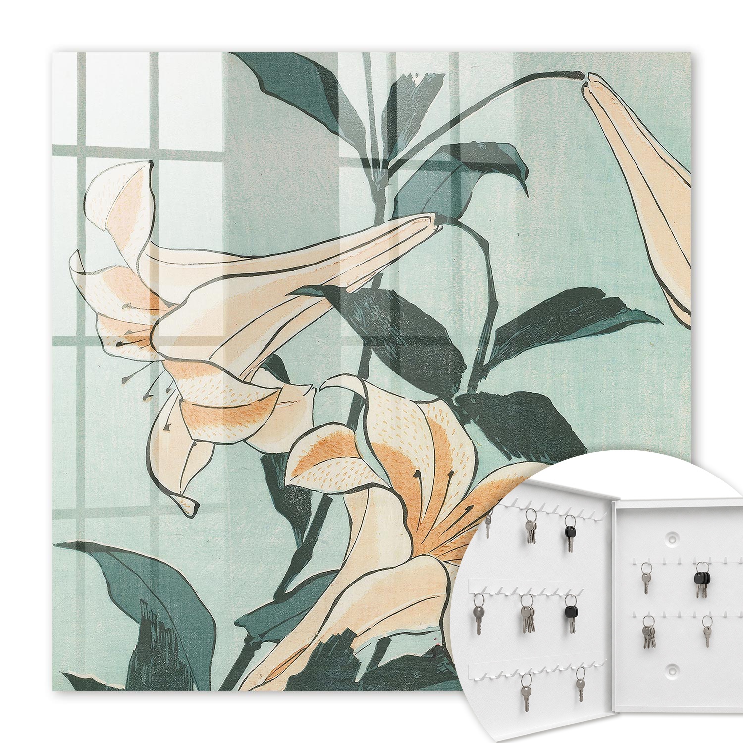 Armoire À Clés - (30 Cm X 30 Cm) - Boîte À Clés Murale - Coffret De Rangement Pour Clés - Couleur Blanche - Ouverture Vers La Gauche - Pour Maison Et Bureau - Lys Subtils