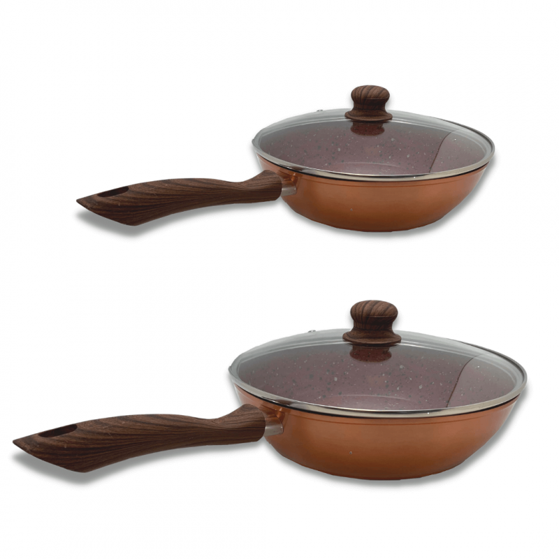 Venteo - Sauteuse Granit 24 Et 28cm + 2 Couvercles - Kitchenpro - Revêtement Ant
