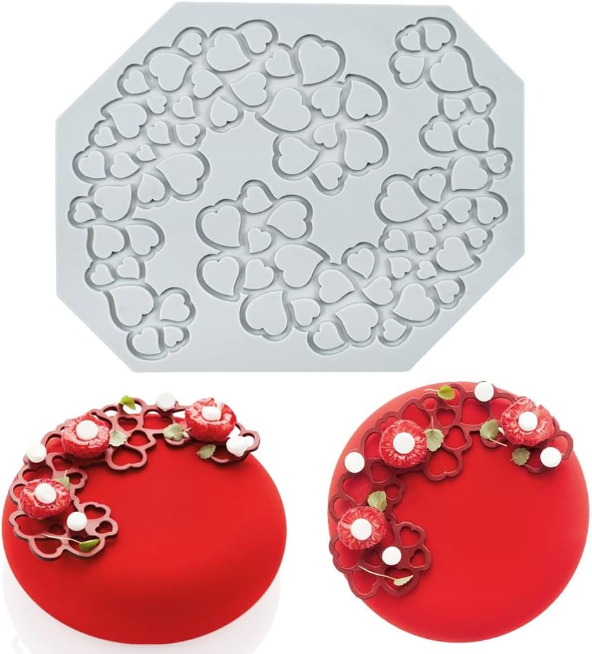 Moule Gâteau Comestible Cuisine Moléculaire Décoration, 2 Trous Cœur