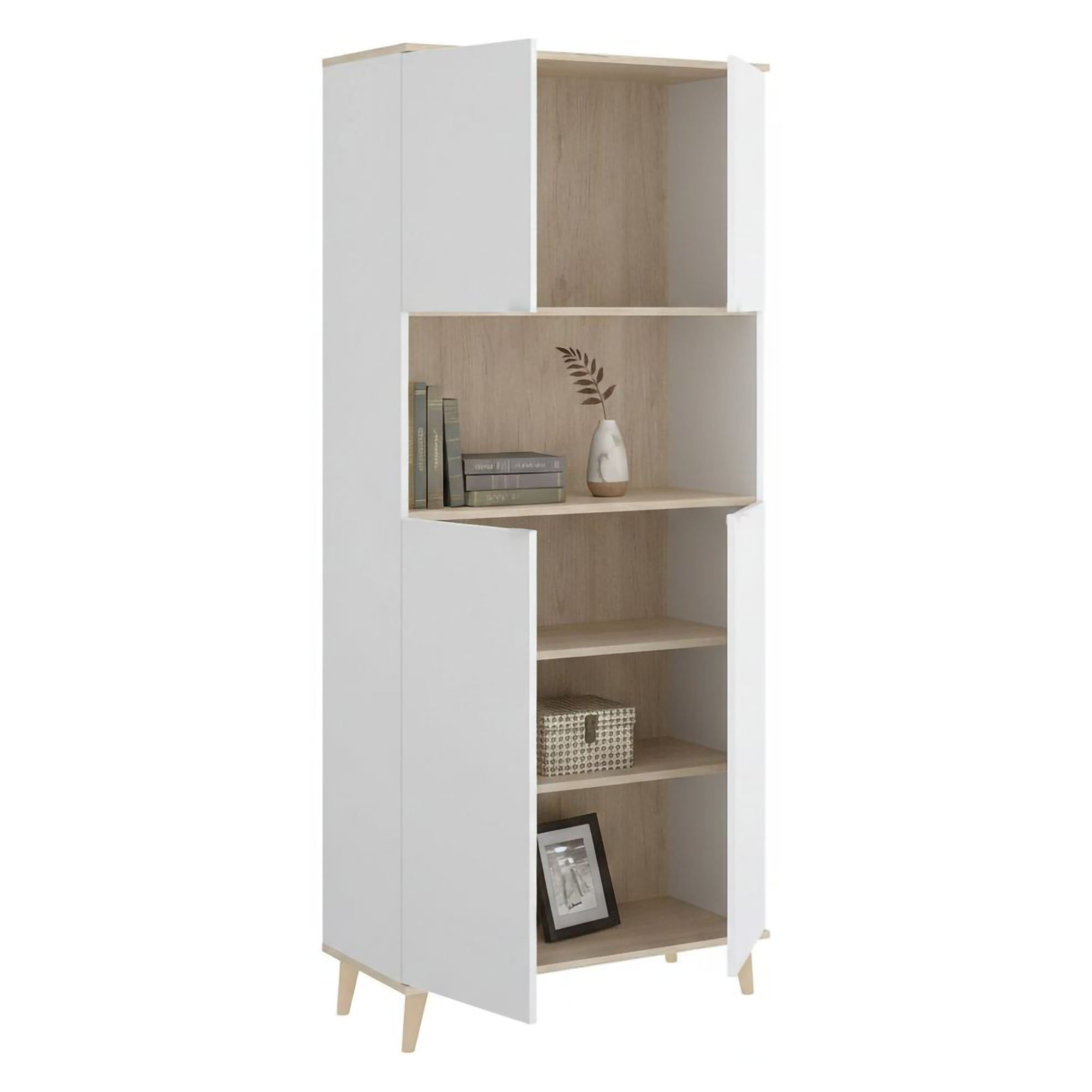 Buffet Effet Bois Beige, Blanc 80x40 Cm