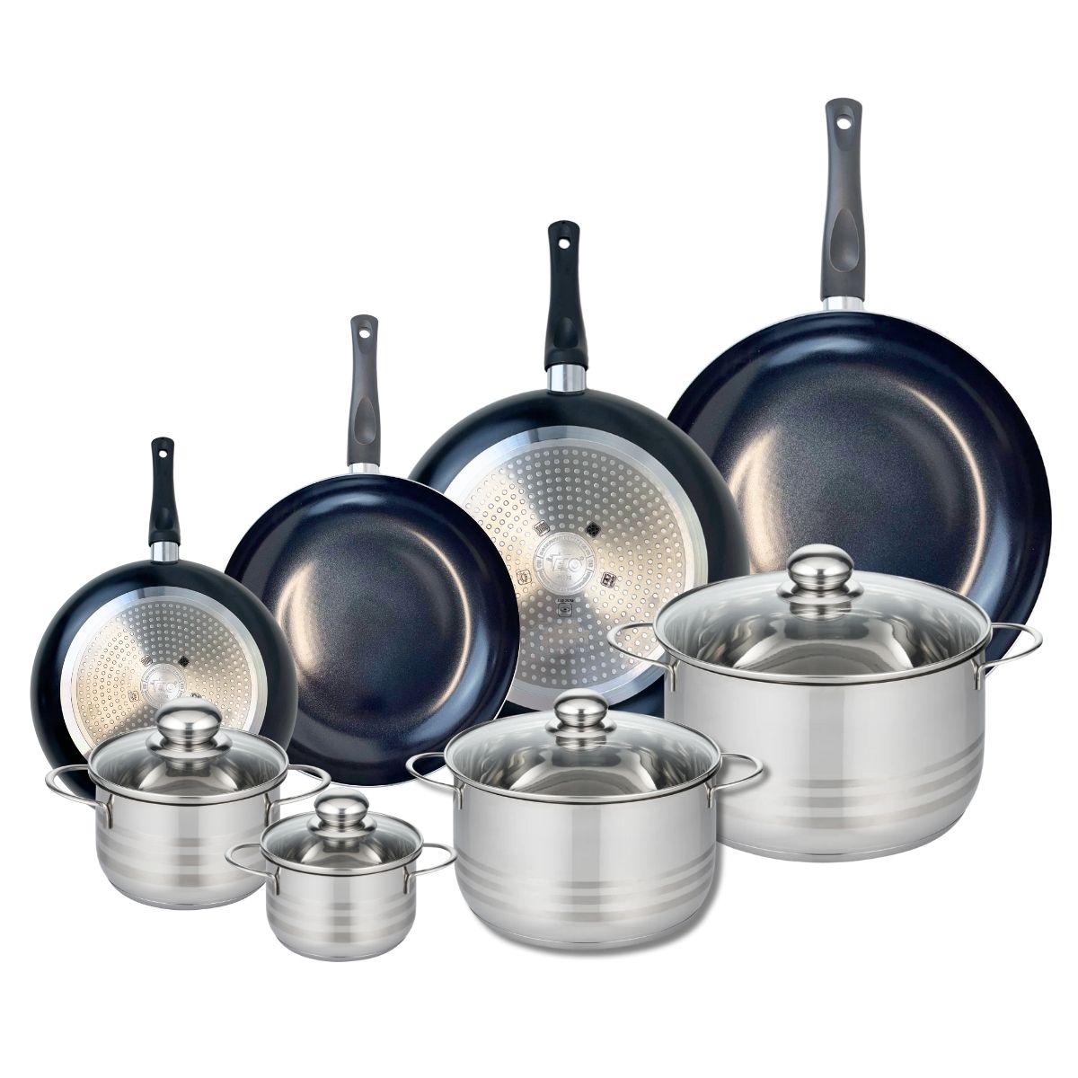 4 Poêles 20/24/28/32cm + 4 Faitouts 12/14/20/24cm Prima Brillant