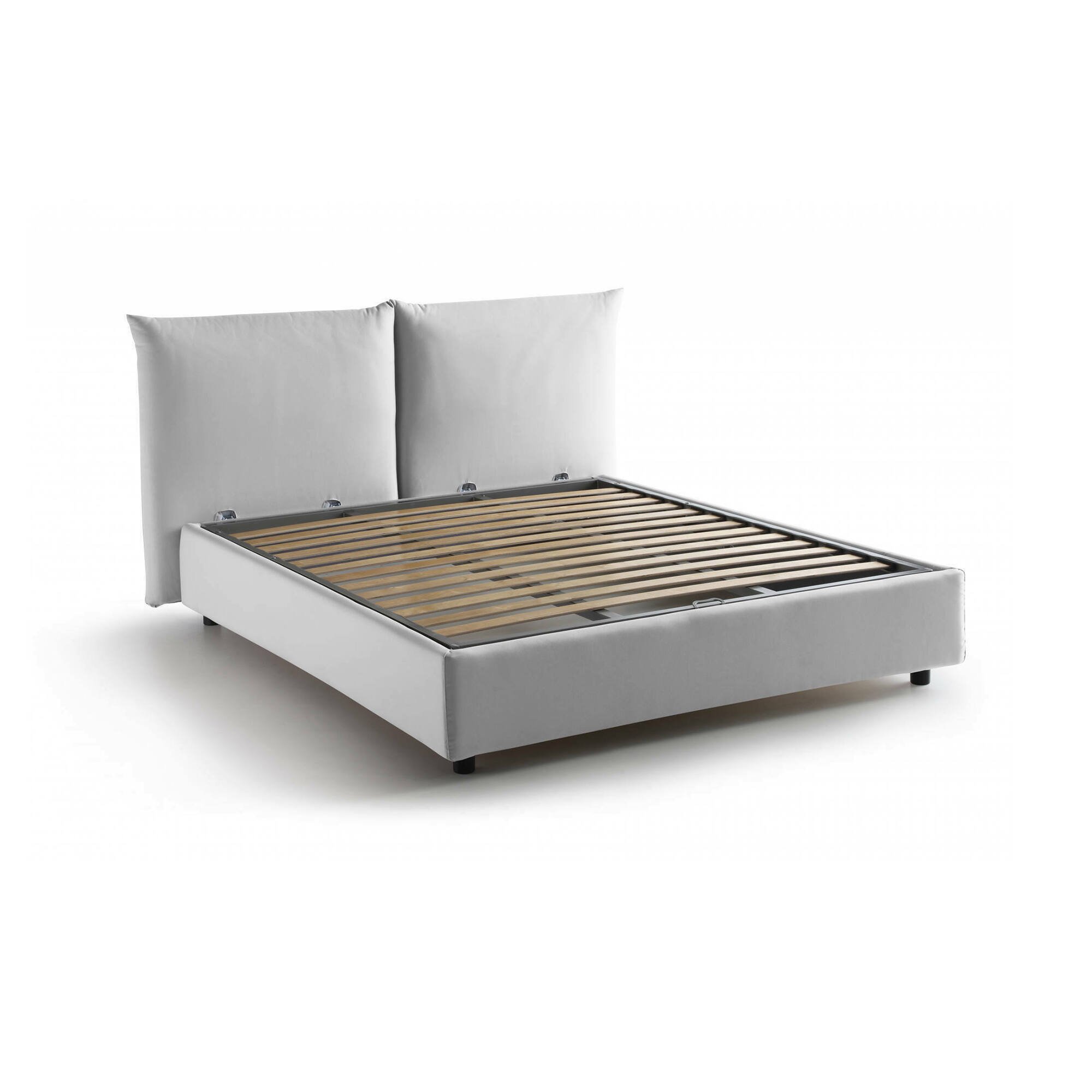 Lit Double En Tissu Blanc 160x190 Cm