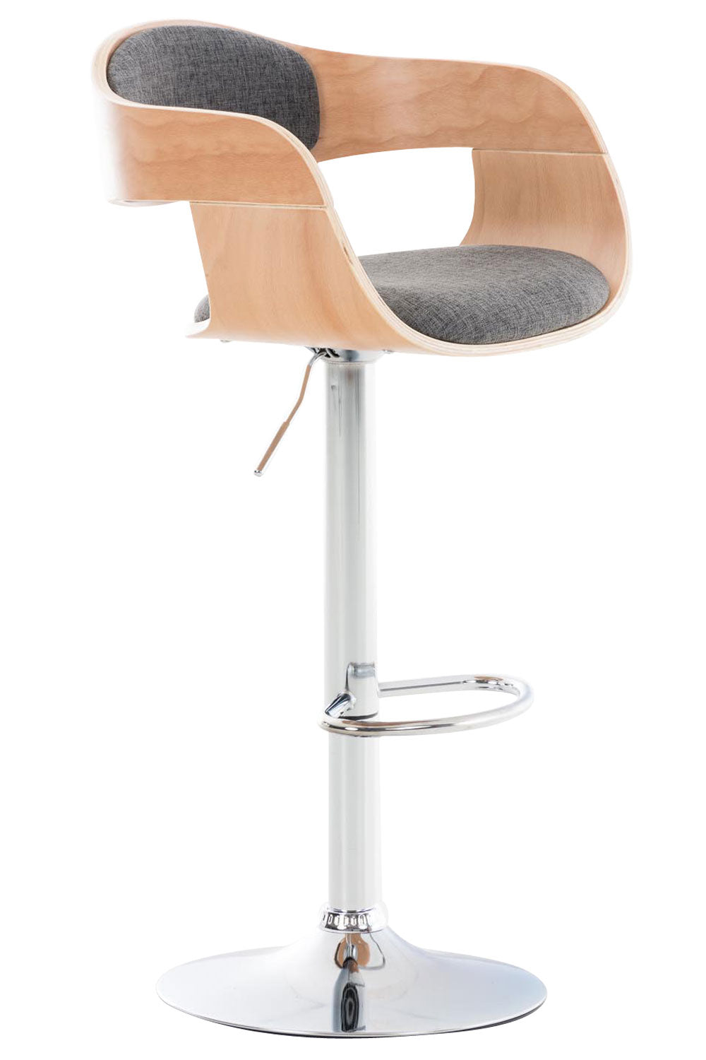 Tabouret De Bar X1 Design Scandinave En Tissu Gris Clair Et Structure En Bois 10_0005052