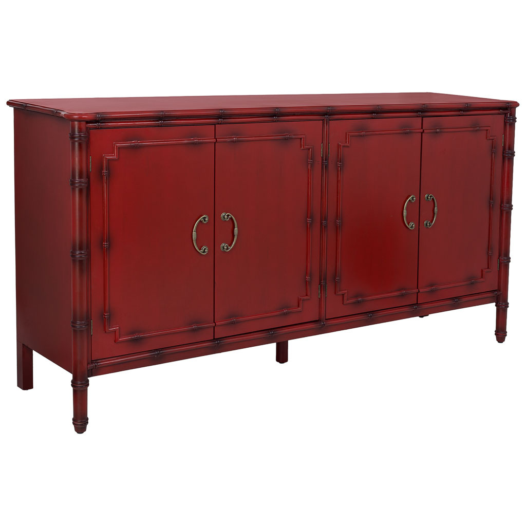 Buffet En Bois Rouge 178,5x45,5x89 Cm H