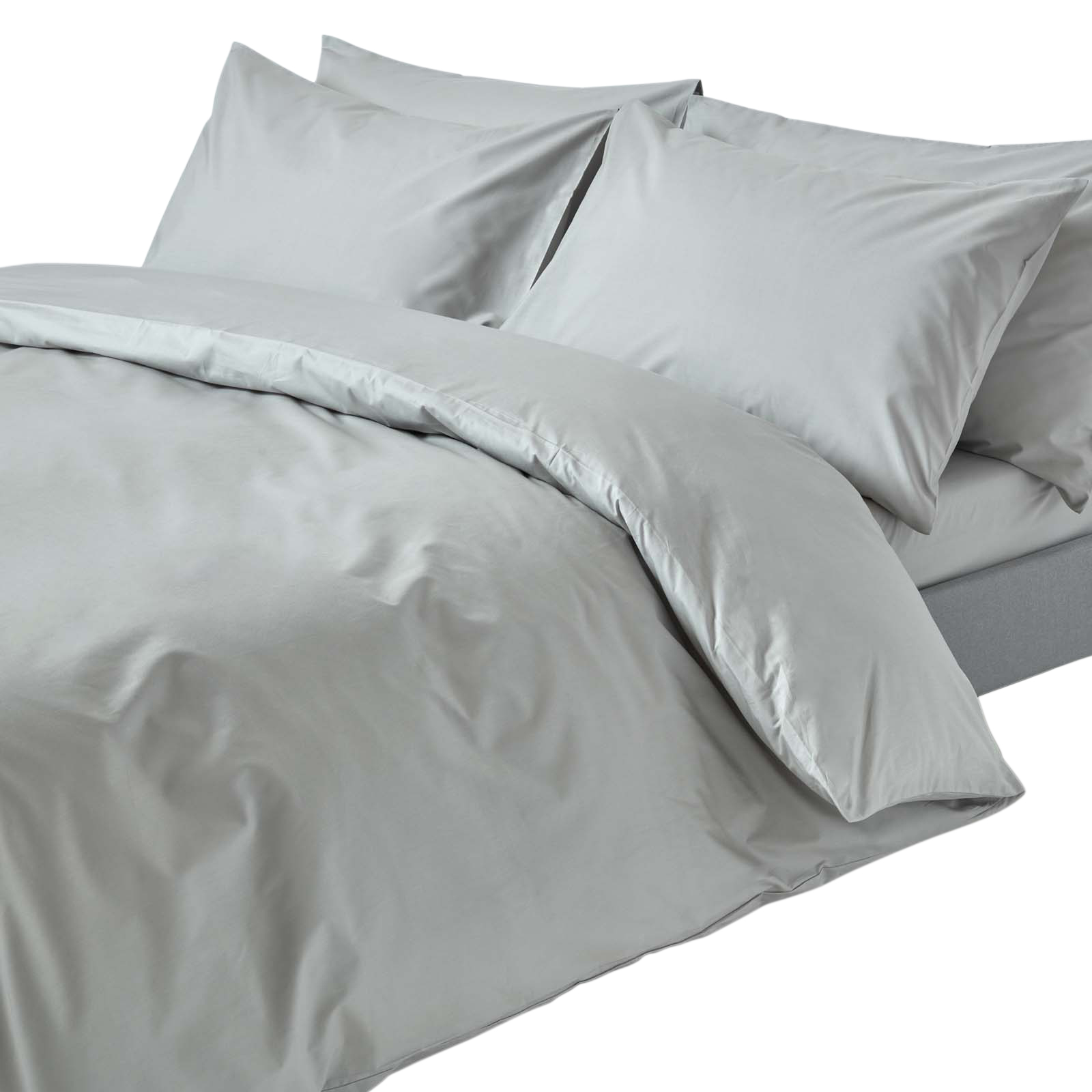 Parure De Lit 230x220cm - Coton Égyptien 200tc - Gris - Homescapes