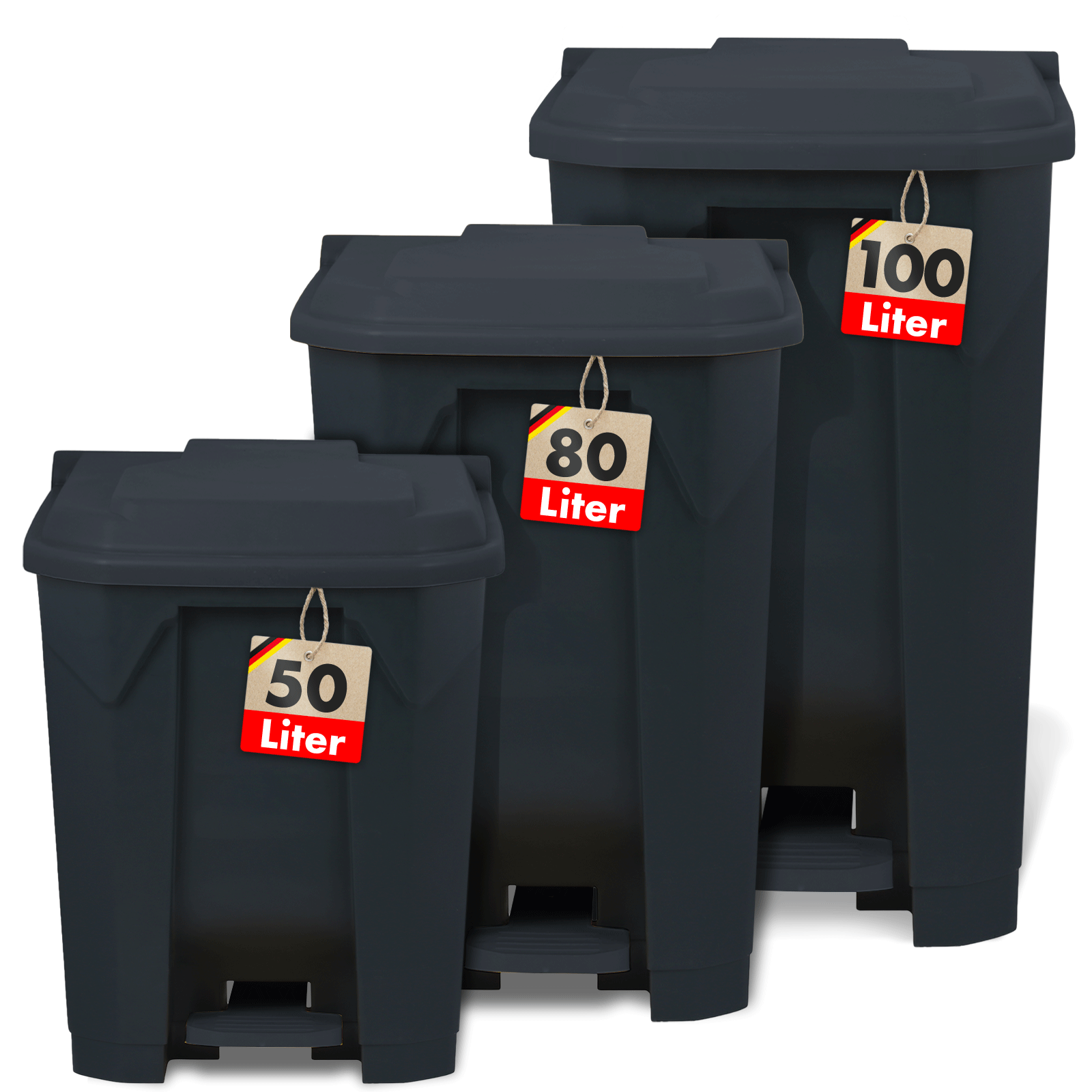 Poubelle Pour La Maison, Le Bureau & Le Commerce Gris 100 Litres (49,3 X 47,5 X 84 Cm)