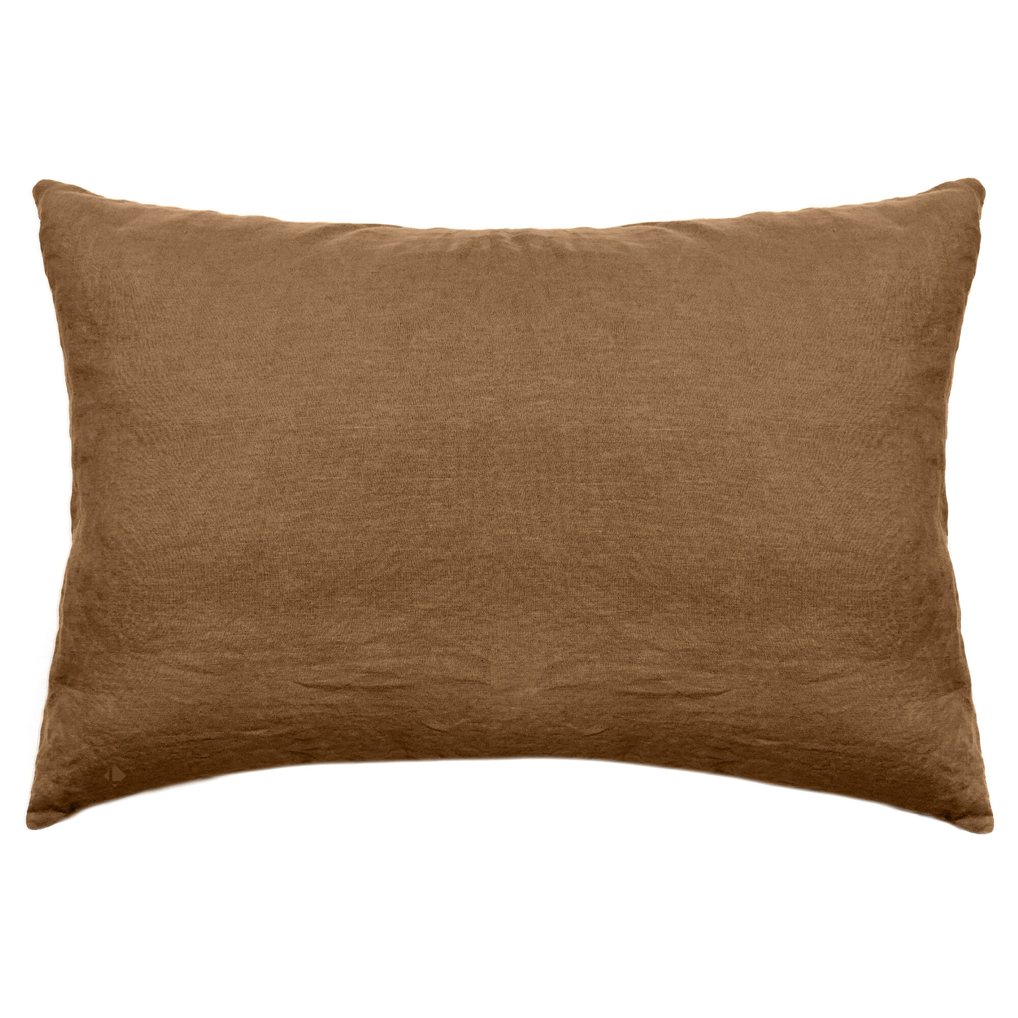 Taie D'oreiller Uni 50x70 Cm 100% Lin Lavé Sonate Marron Cognac
