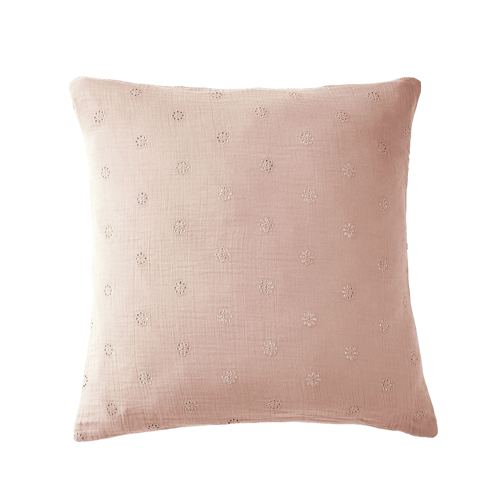 Taie D'oreiller 60x60 Cm Gaze De Coton À Fleurs Guimauve