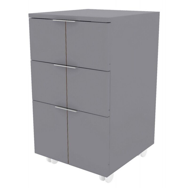 Caisson Roulant Beaux Meubles Pas Chers Cubic 3 Tiroirs 4 Roulettes Gris Panneaux Particules