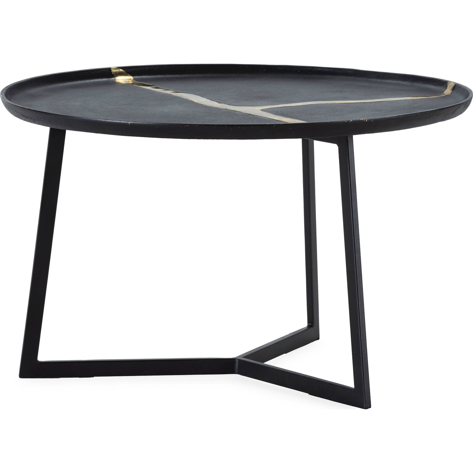 Table Salon Chic Noir Et Doré Élégante - Noir Profond Avec Finitions Dorées