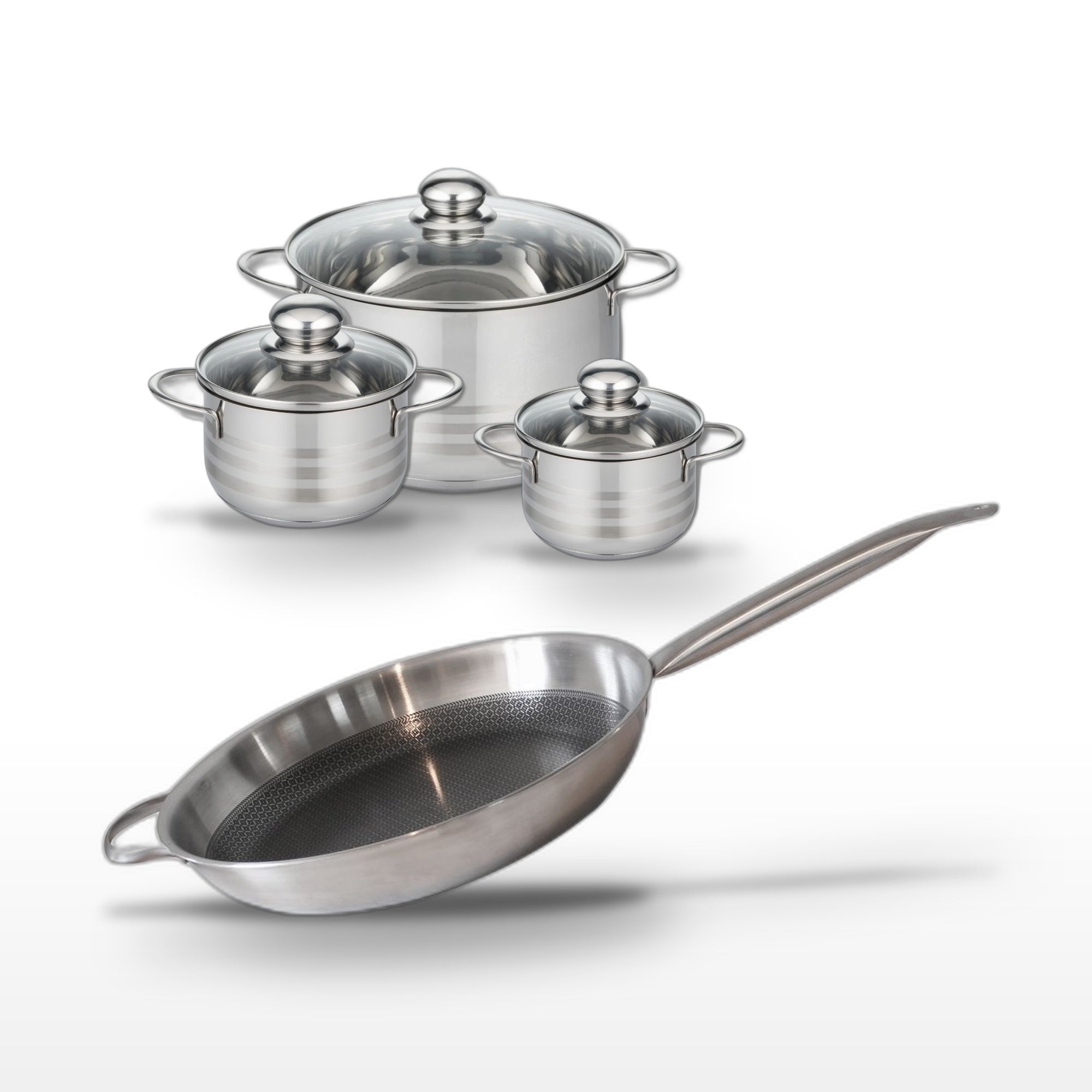 Batterie De Cuisine 1 Poêle 32cm + 3 Faitouts Relief Solution