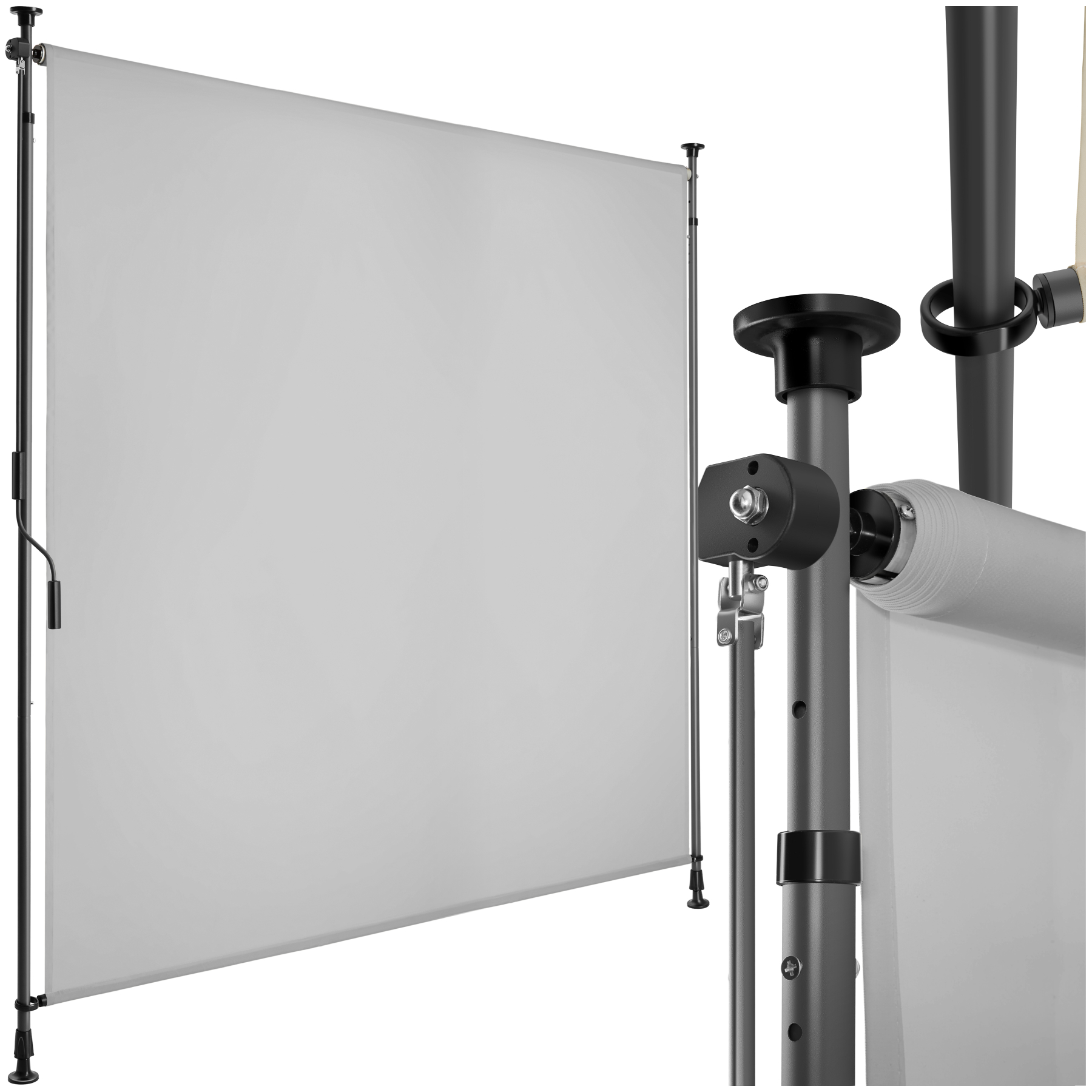 Store Banne Avec Manivelle Et Tissu Opaque 150x310cm Gris Clair
