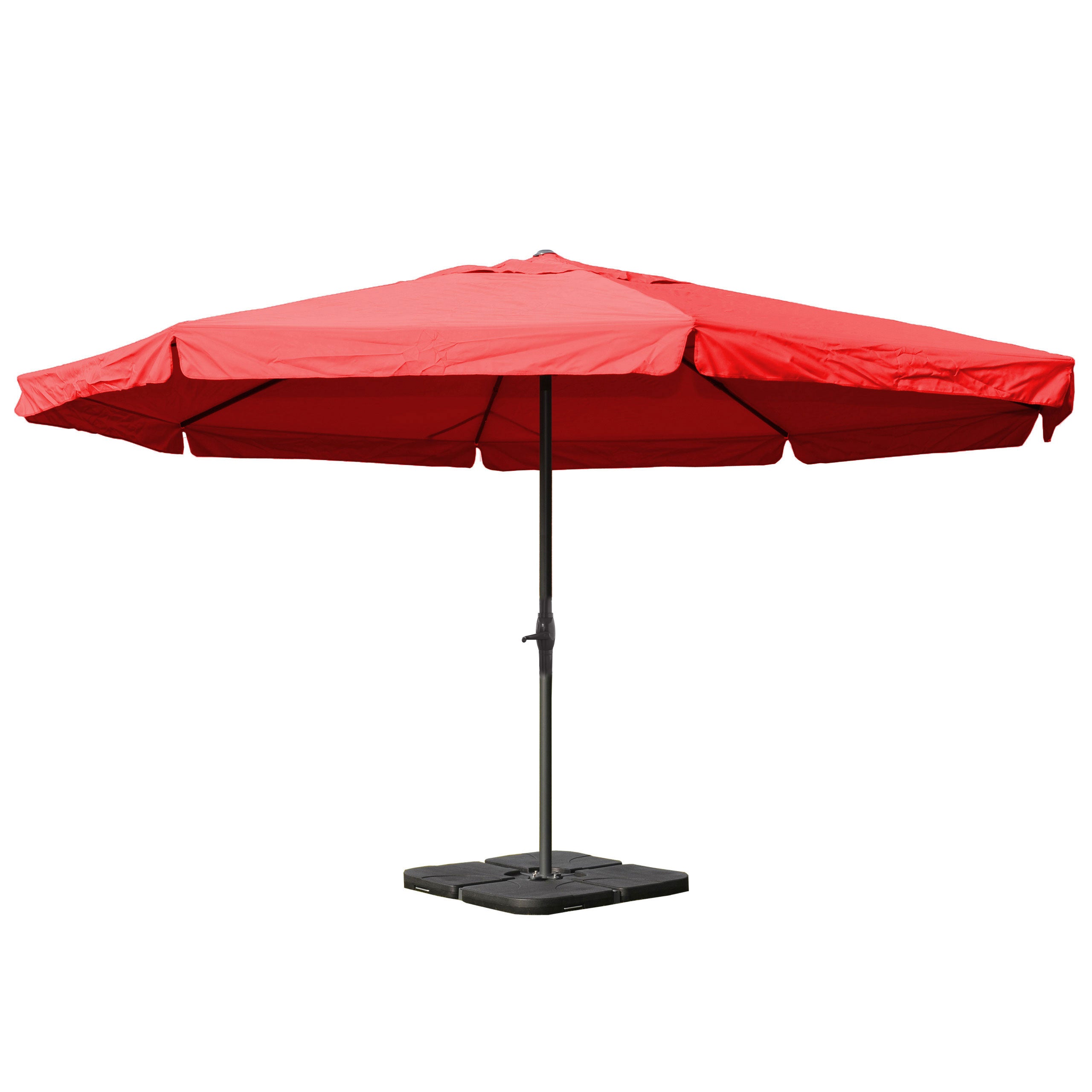 Parasol De Terrasse 5 M Voile Bordée + Pied - Polyester Bordeaux & Structure 04_0008022