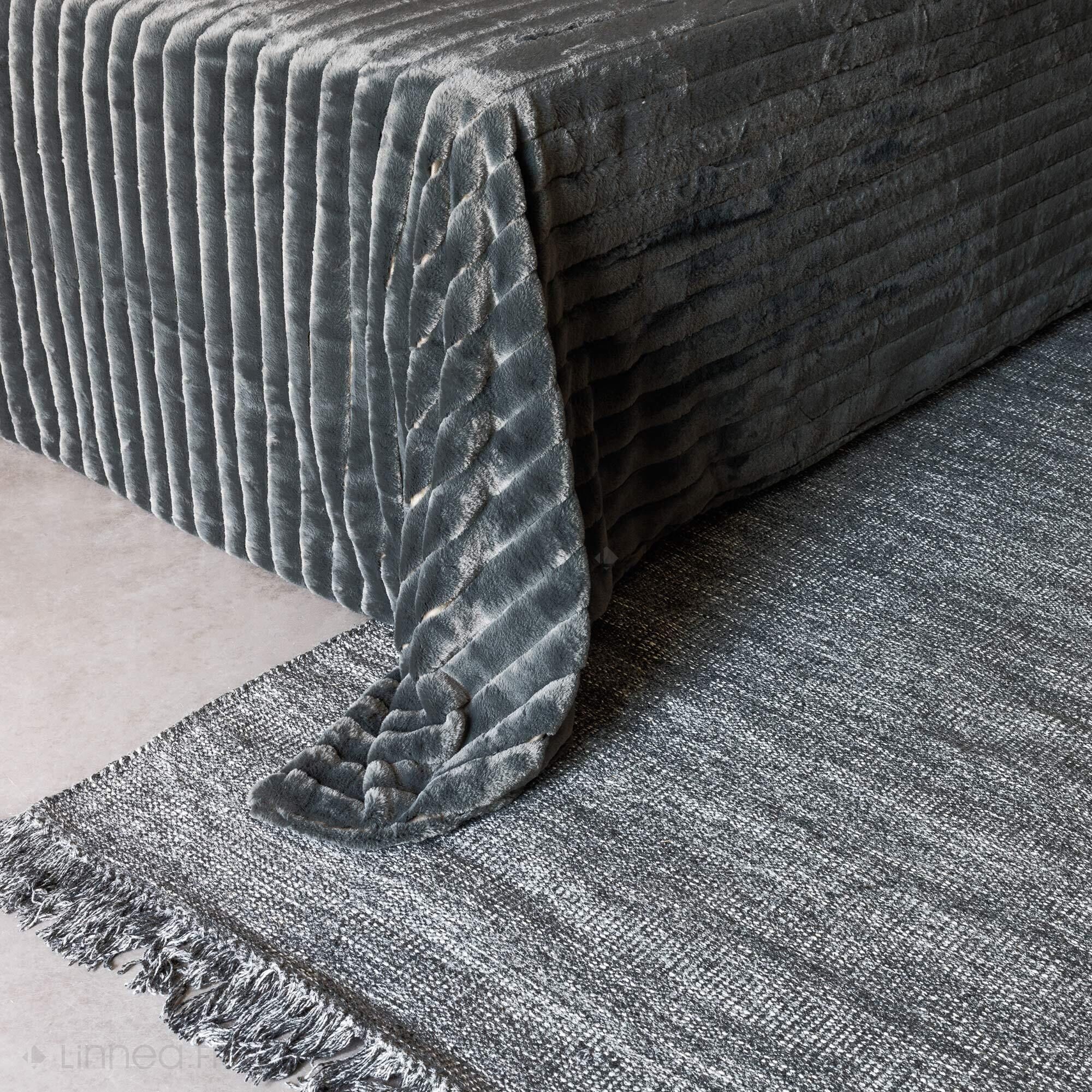 Dessus De Lit 260x230 Cm Hermine Fausse Fourrure Gris Ardoise