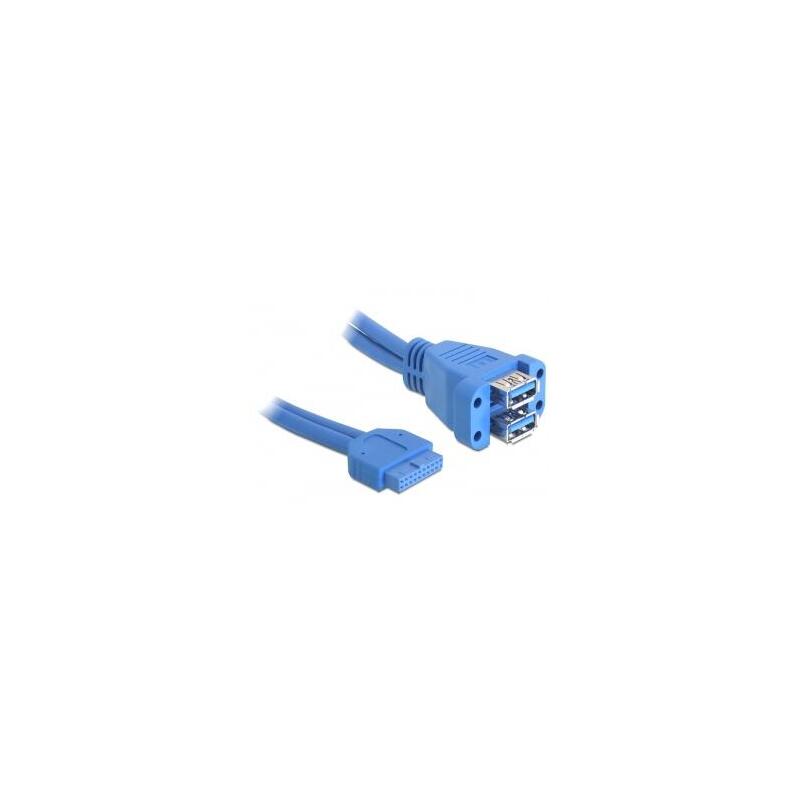 Delock Câble Usb Usb 3.2 Gen1 (usb 3.0) En-tête De Broche 19 Pôles, Usb-a Femelle 0.45 M Bleu Certifié Ul 82942
