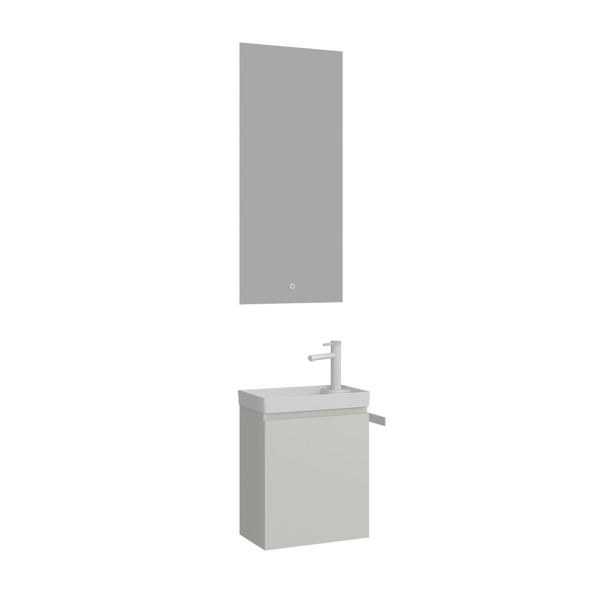 Meuble Avec Simple Vasque Et Miroir "ferla 40" - 40 X 22 X 50 Cm - Matte Cashmere