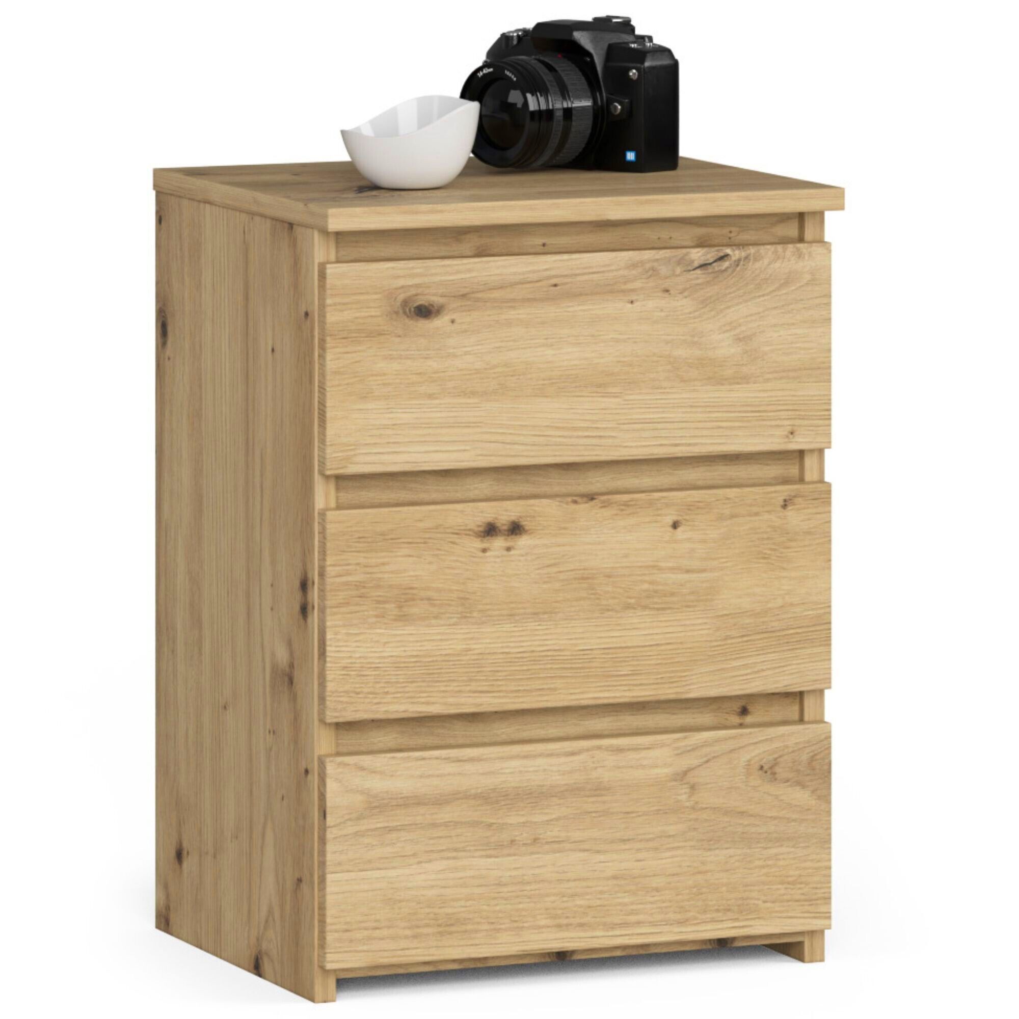 Commode Akord Cl3 Chêne Artisan 40 Cm 3 Tiroirs Façade Chêne Artisan 40x35x57 Cm