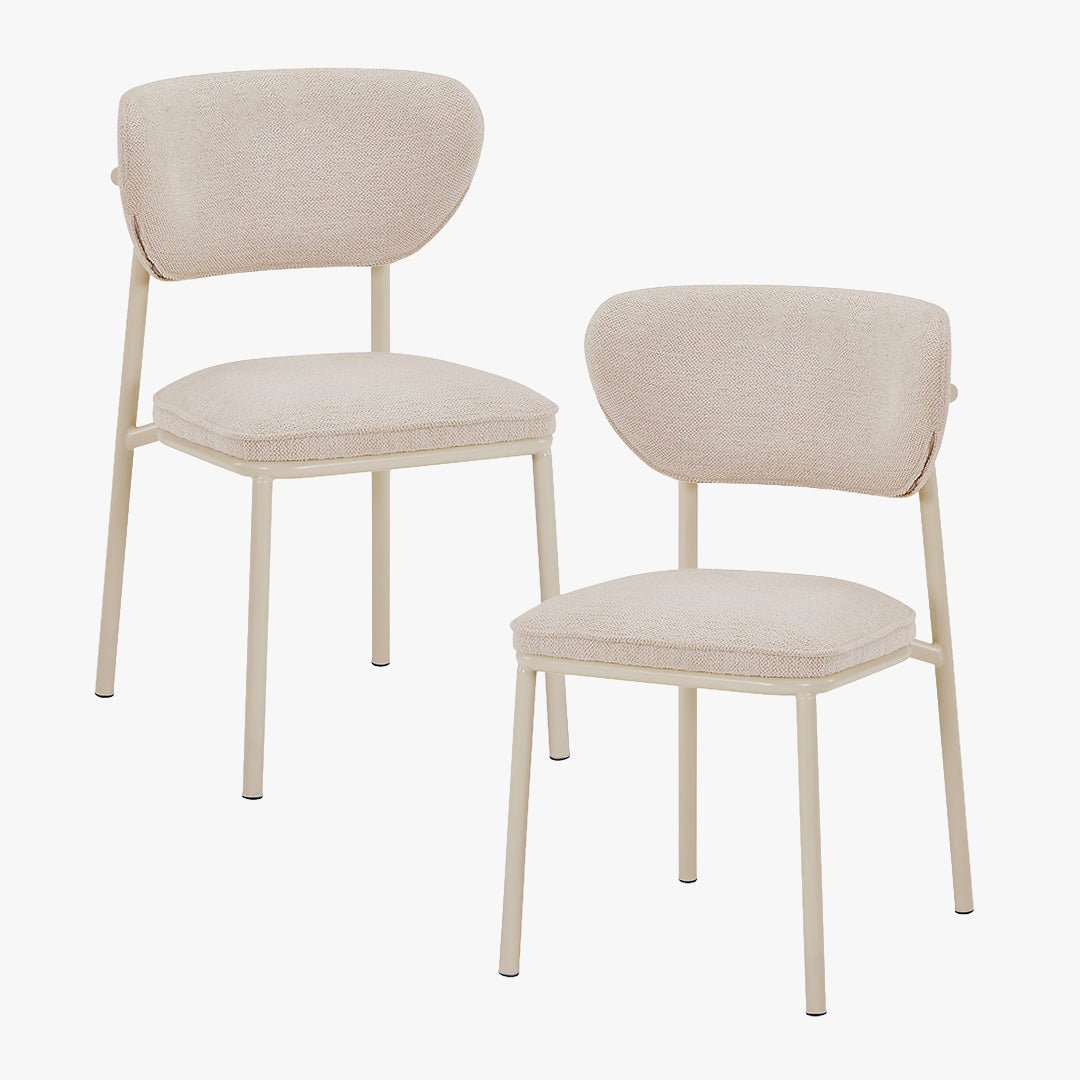 Mila - Lot De 2 Chaises En Tissu Beige Piètement En Métal Beige