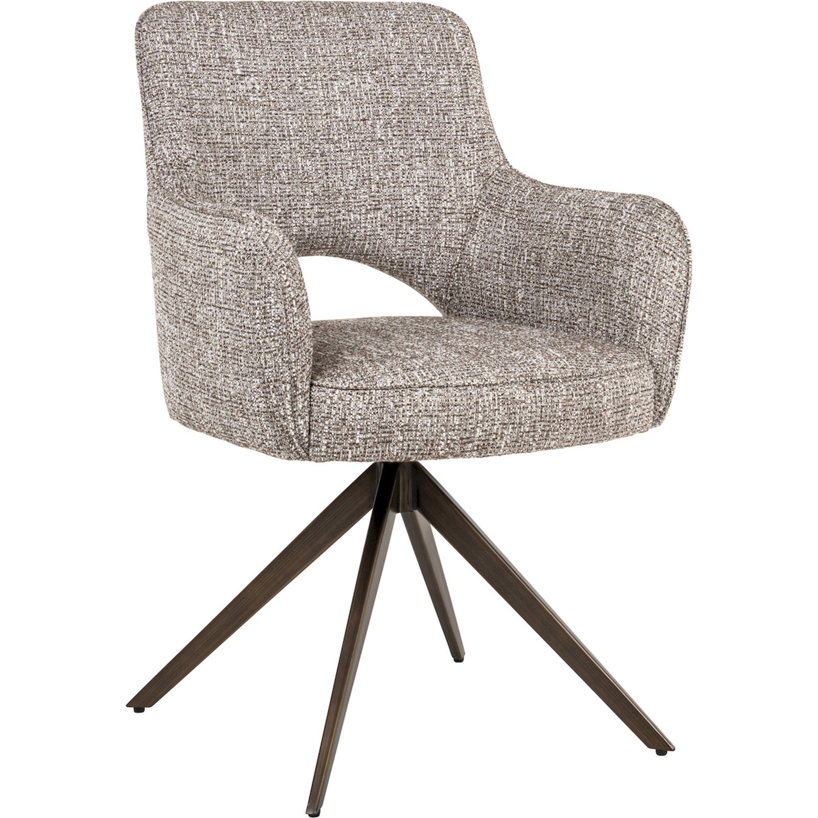 Chaise De Salle À Manger Pivotante Tweed Terre Avec Accoudoirs - Tweed Terre Chaleureux
