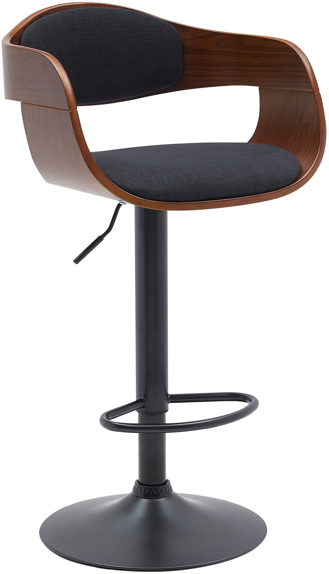 Tabouret De Bar X1 Design Scandinave En Tissu Noir Et Structure En Bois Noyer 10_0005038