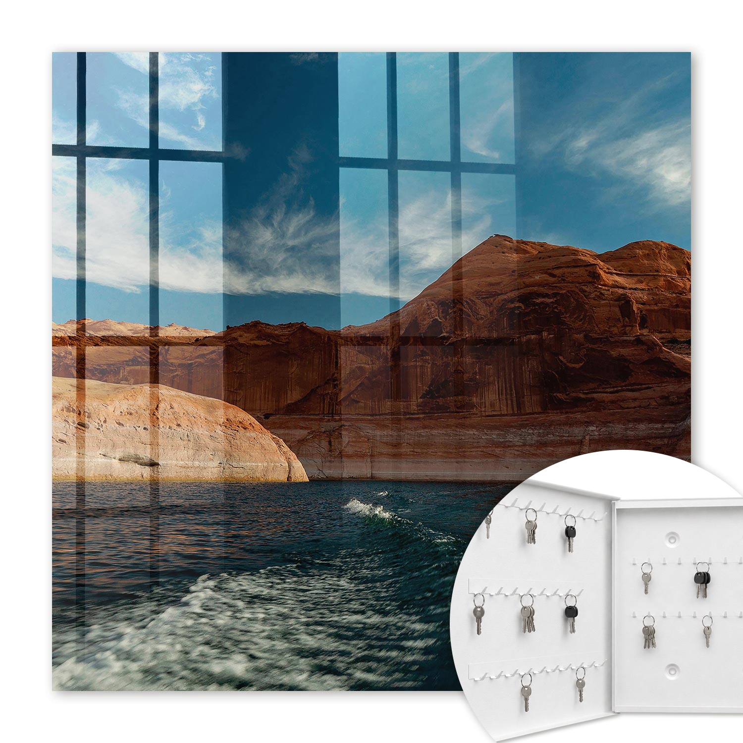 Armoire À Clés - (30 Cm X 30 Cm) - Boîte À Clés Murale - Coffret De Rangement Pour Clés - Couleur Blanche - Ouverture Vers La Gauche - Pour Maison Et Bureau - Émotions Aquatiques