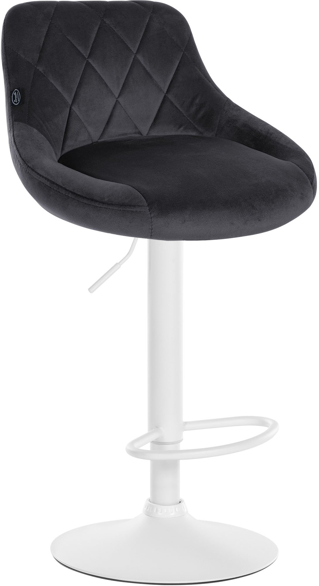 Tabouret De Bar Lazio Velours Blanc Gris Foncé