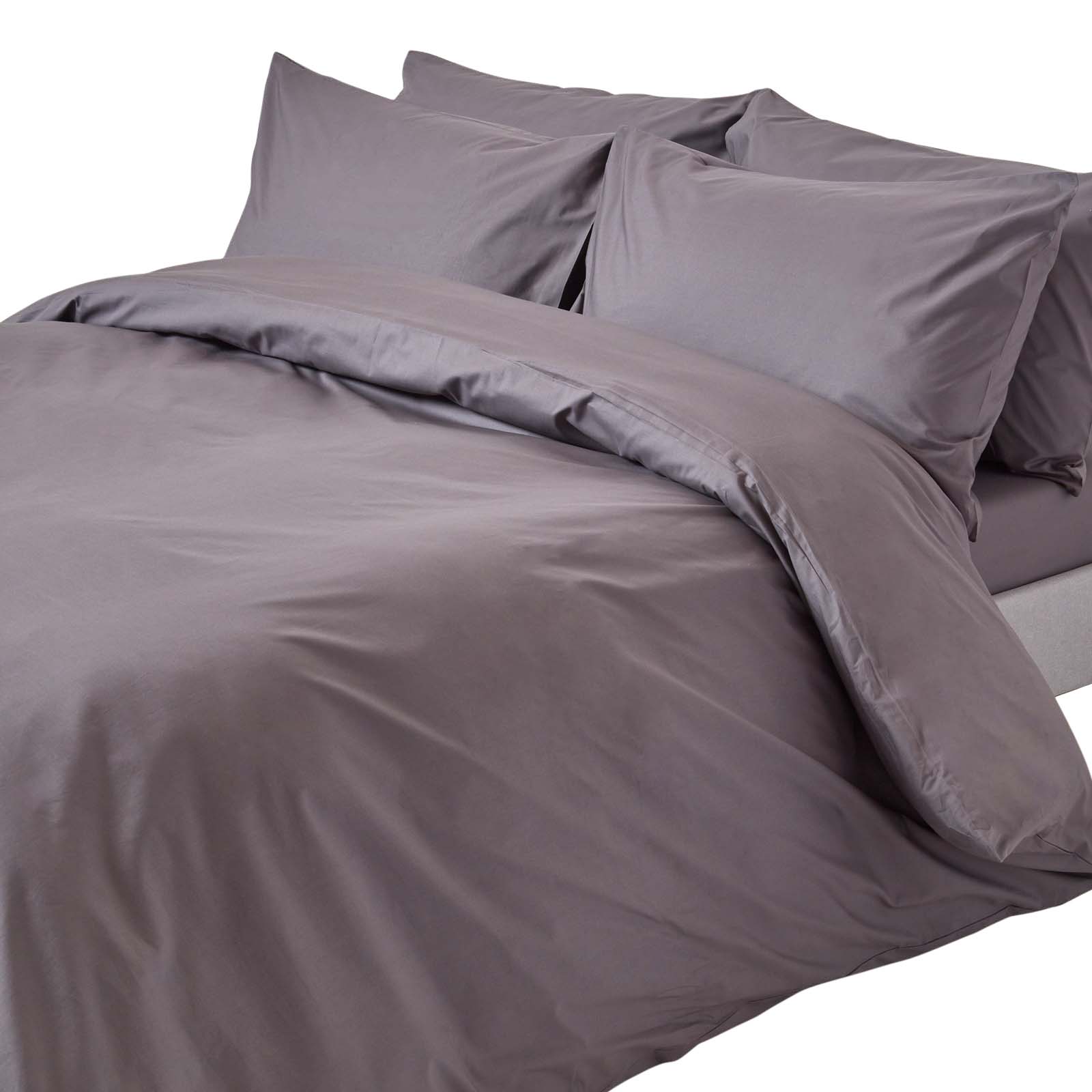 Parure De Lit 260x220cm - Coton Égyptien 200tc - Gris Foncé - Homescapes