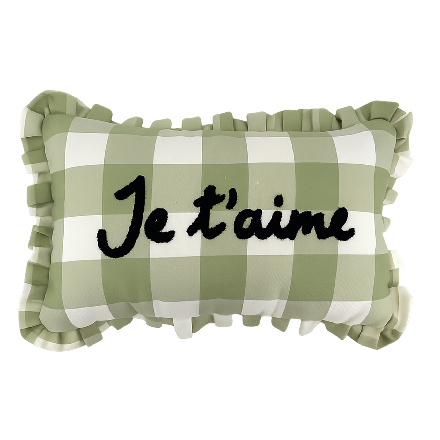 Coussin Rectangulaire À Carreaux "je T'aime"